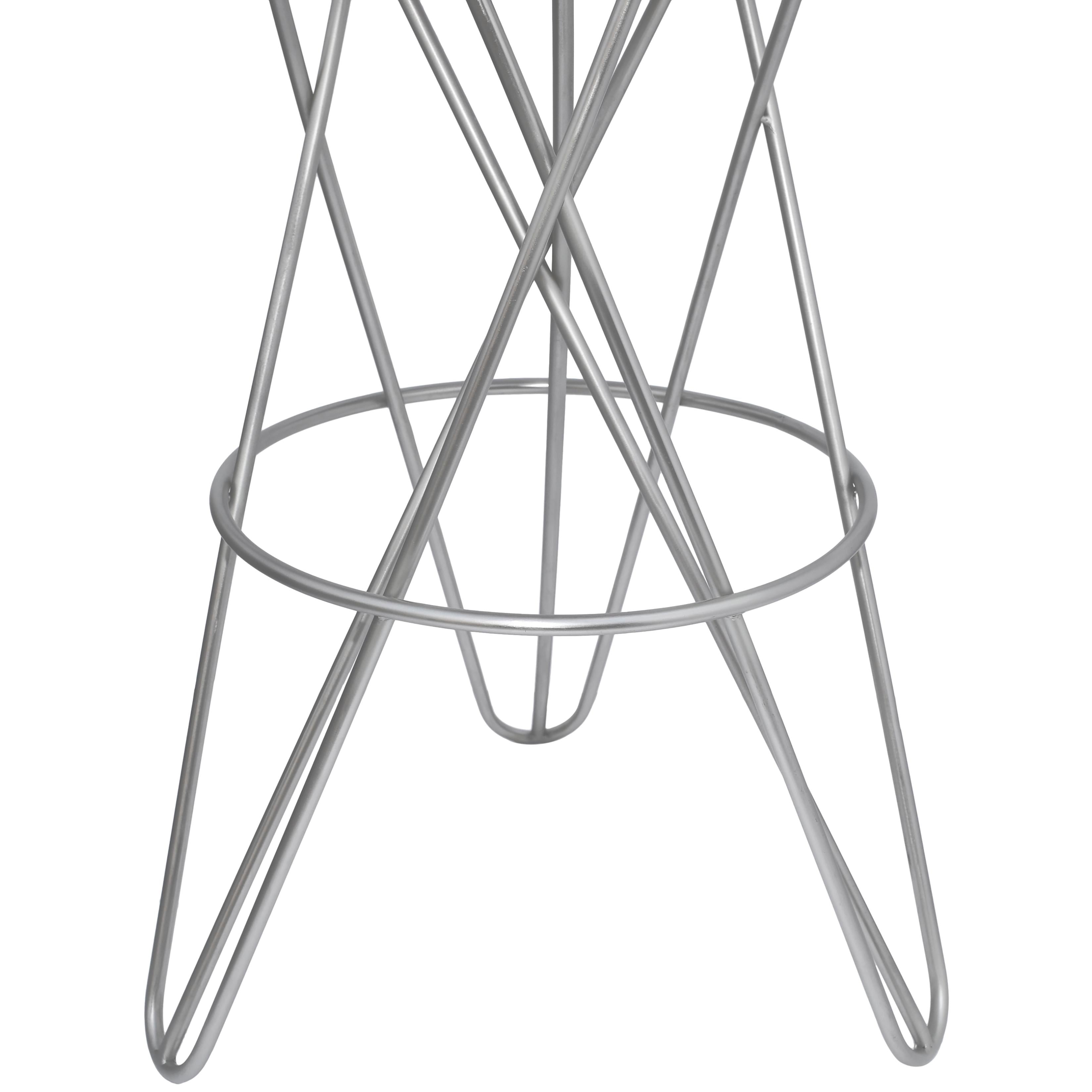 Meridian Mercury Silver Iron Bar Stool