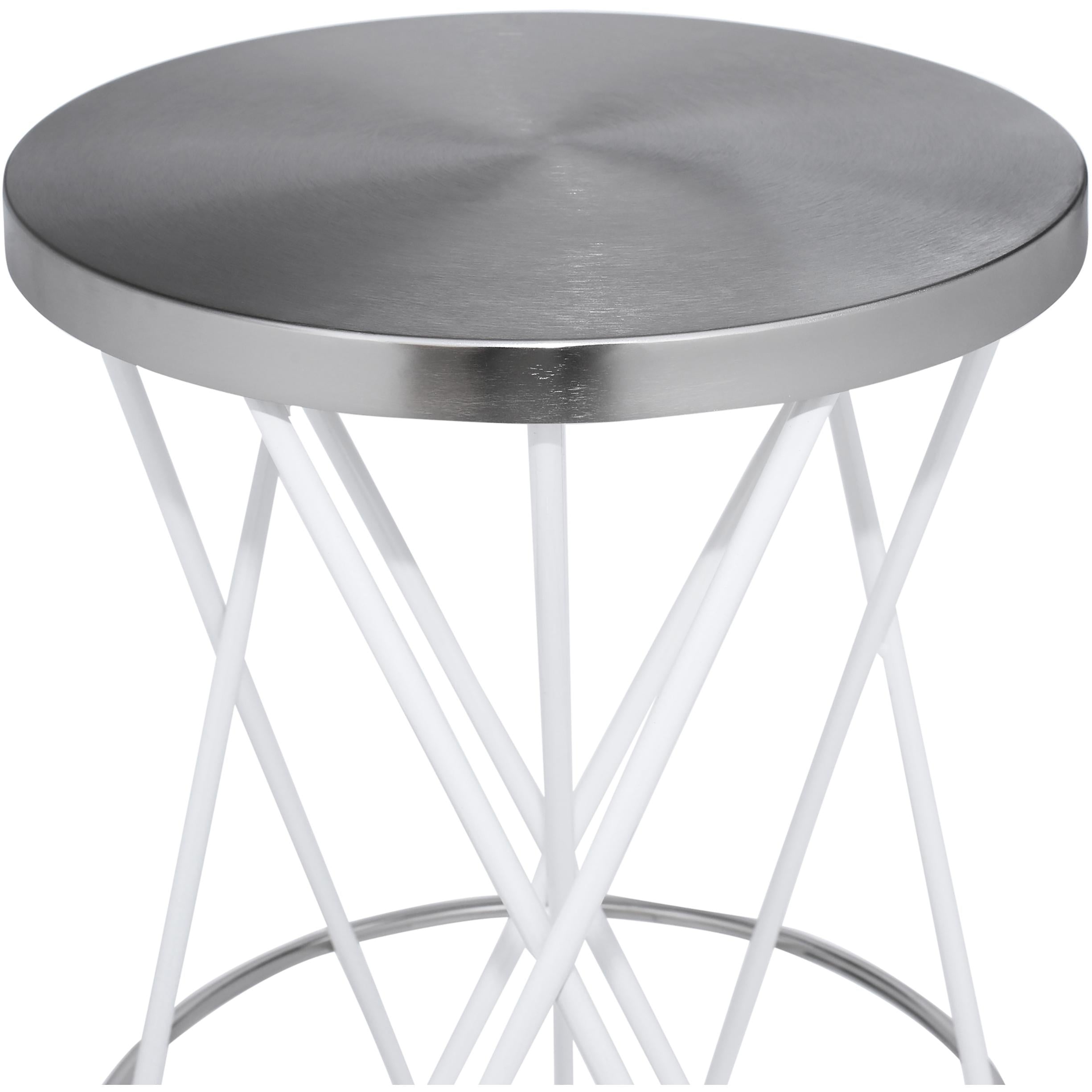 Meridian Mercury White Iron Bar Stool