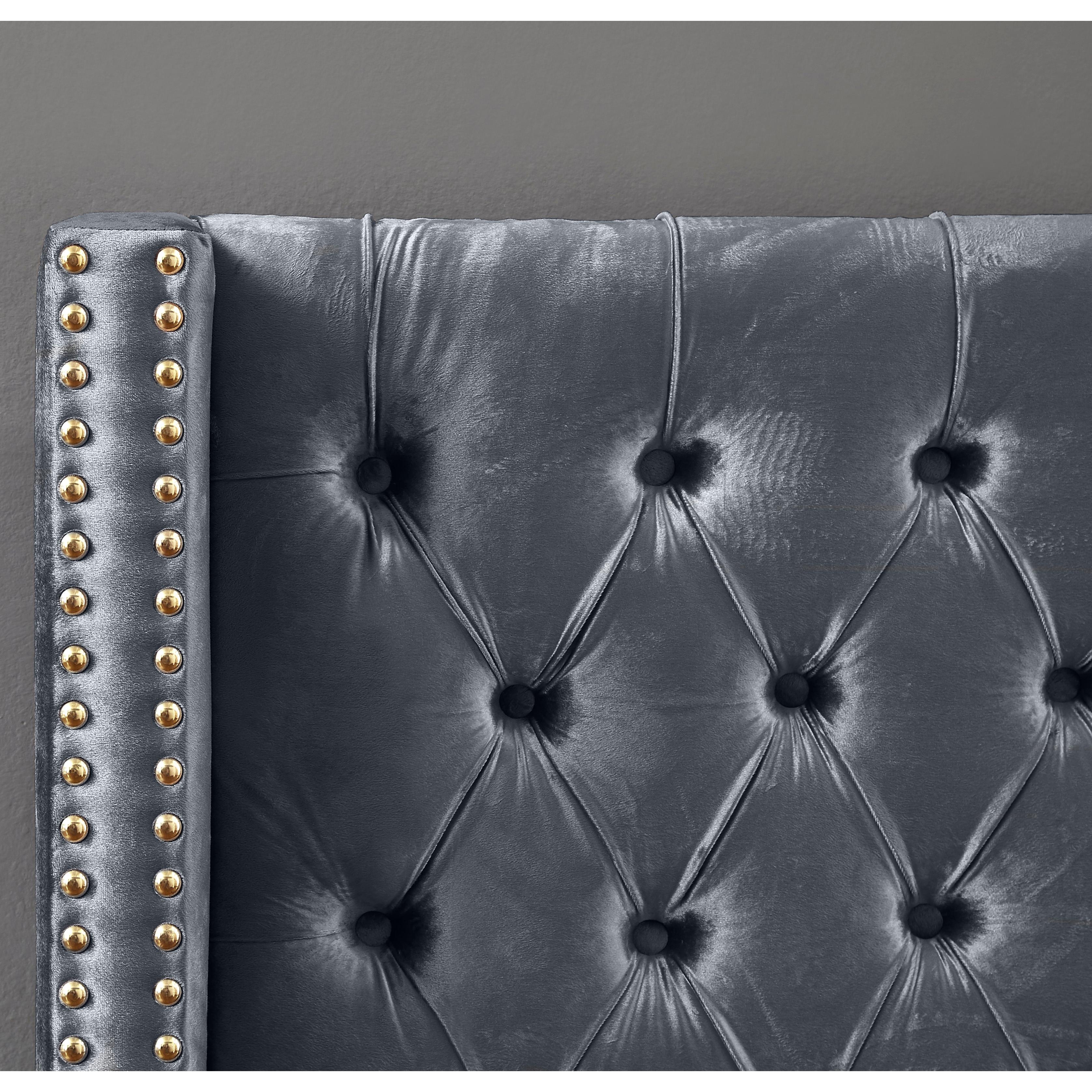 Meridian Barolo Grey Velvet Twin Bed