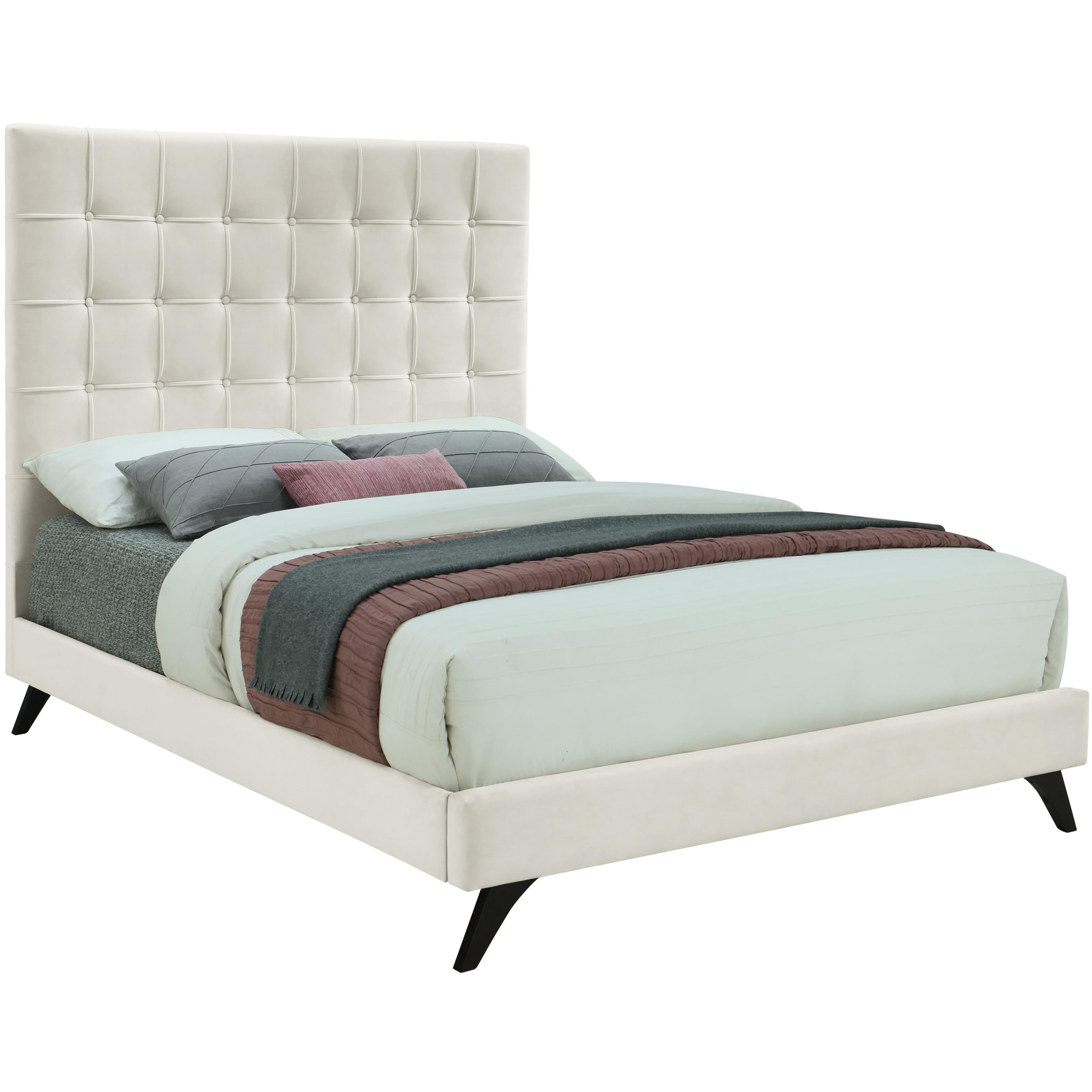 Meridian Elly Cream Velvet Full Bed