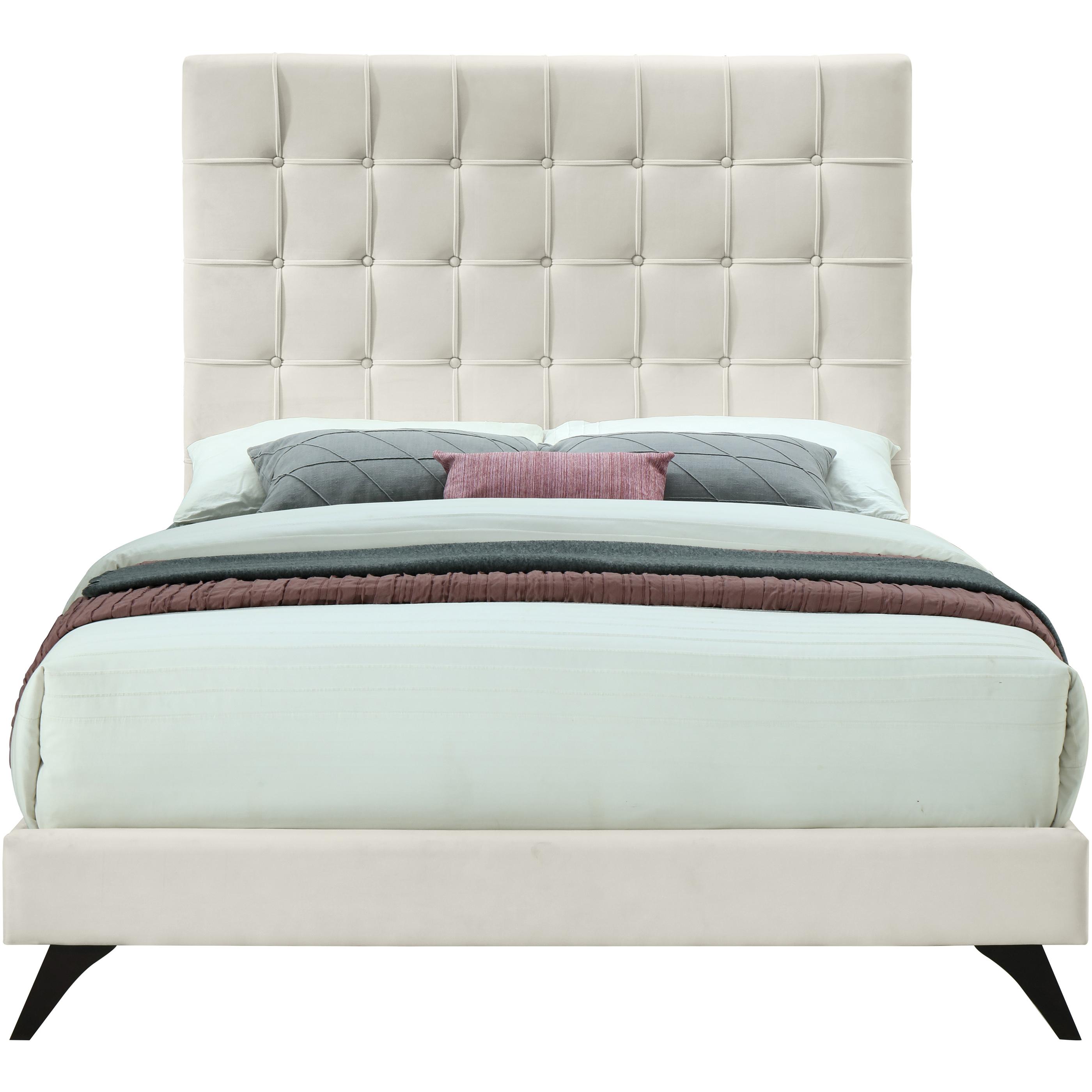 Meridian Elly Cream Velvet Full Bed