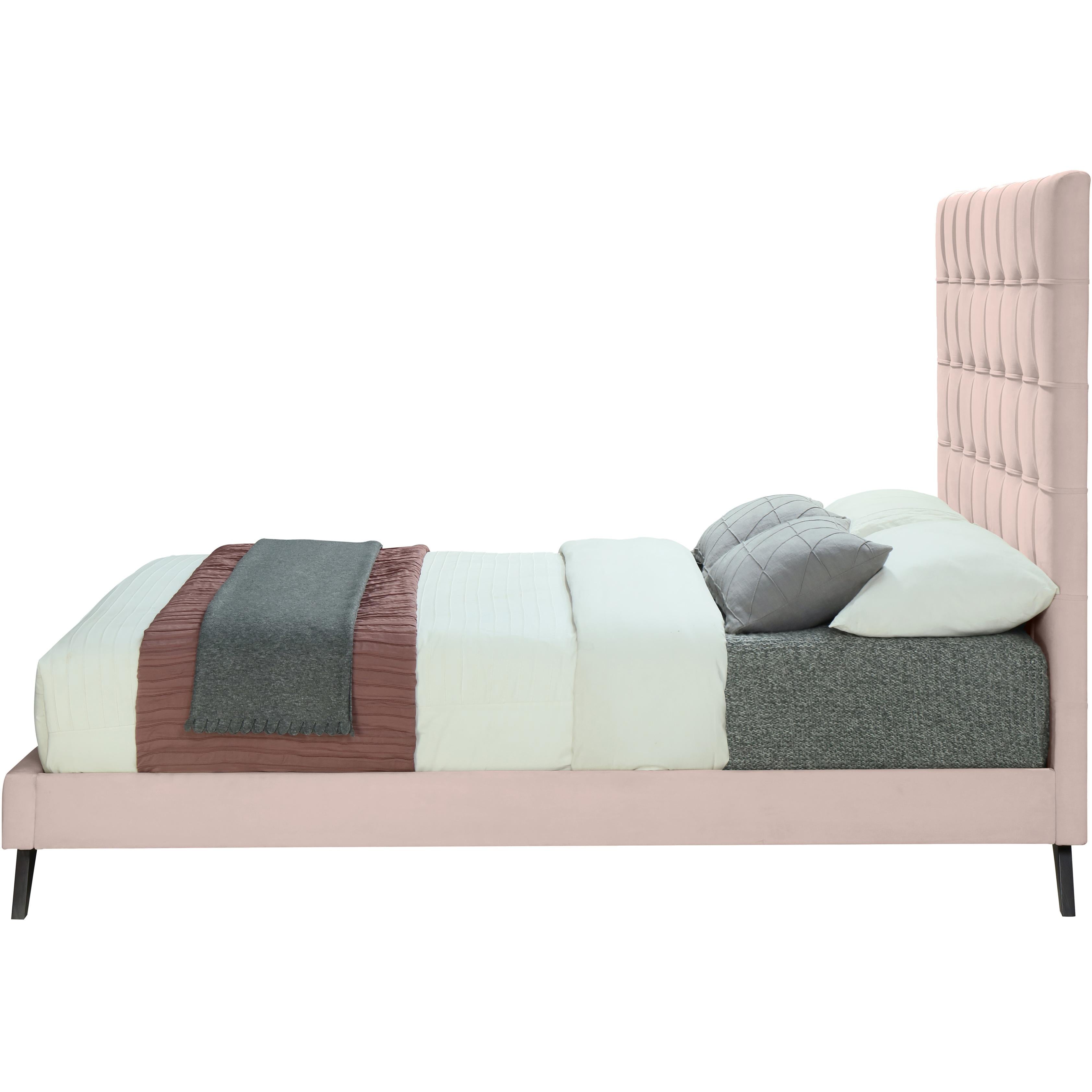Meridian Elly Pink Velvet Full Bed