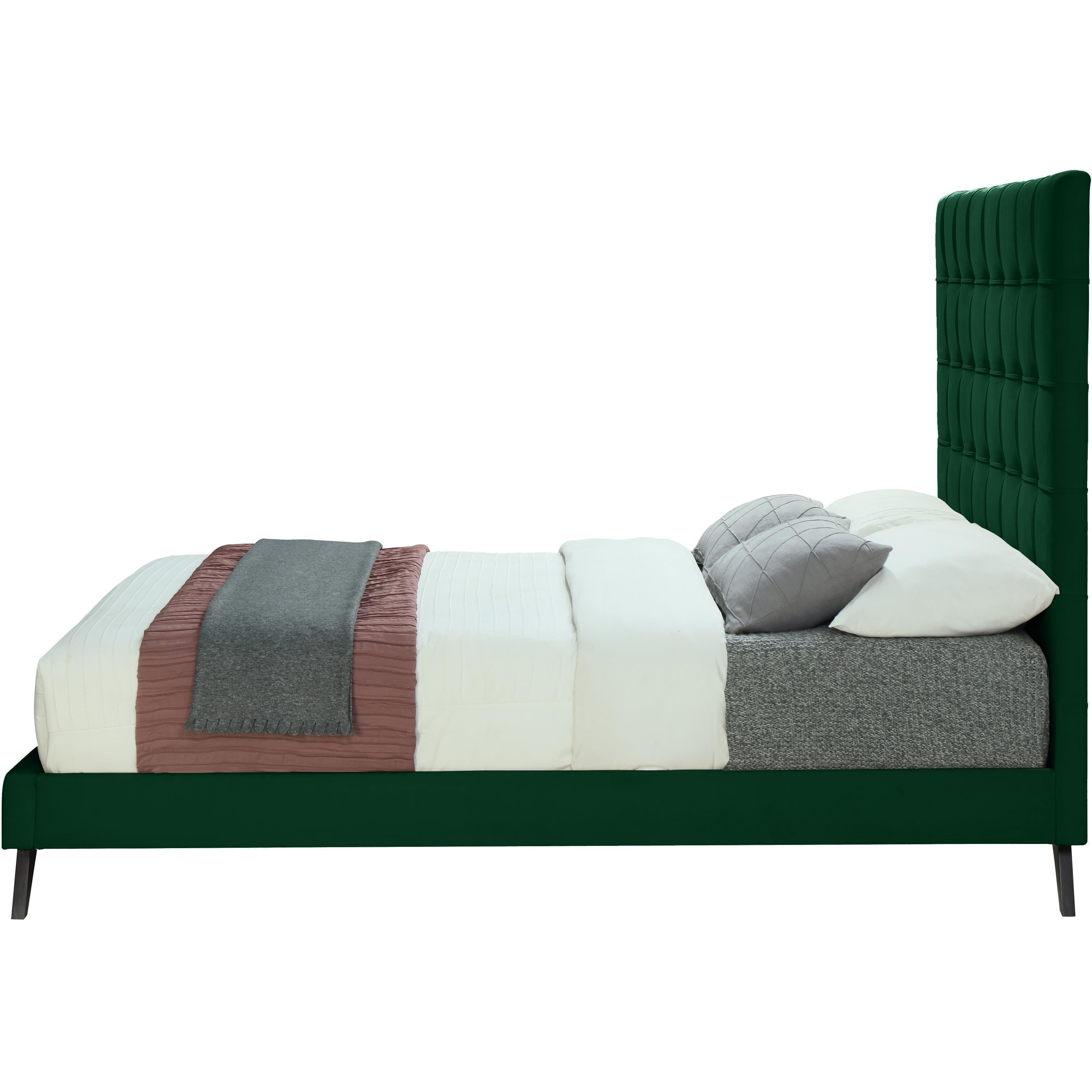 Meridian Elly Green Velvet King Bed