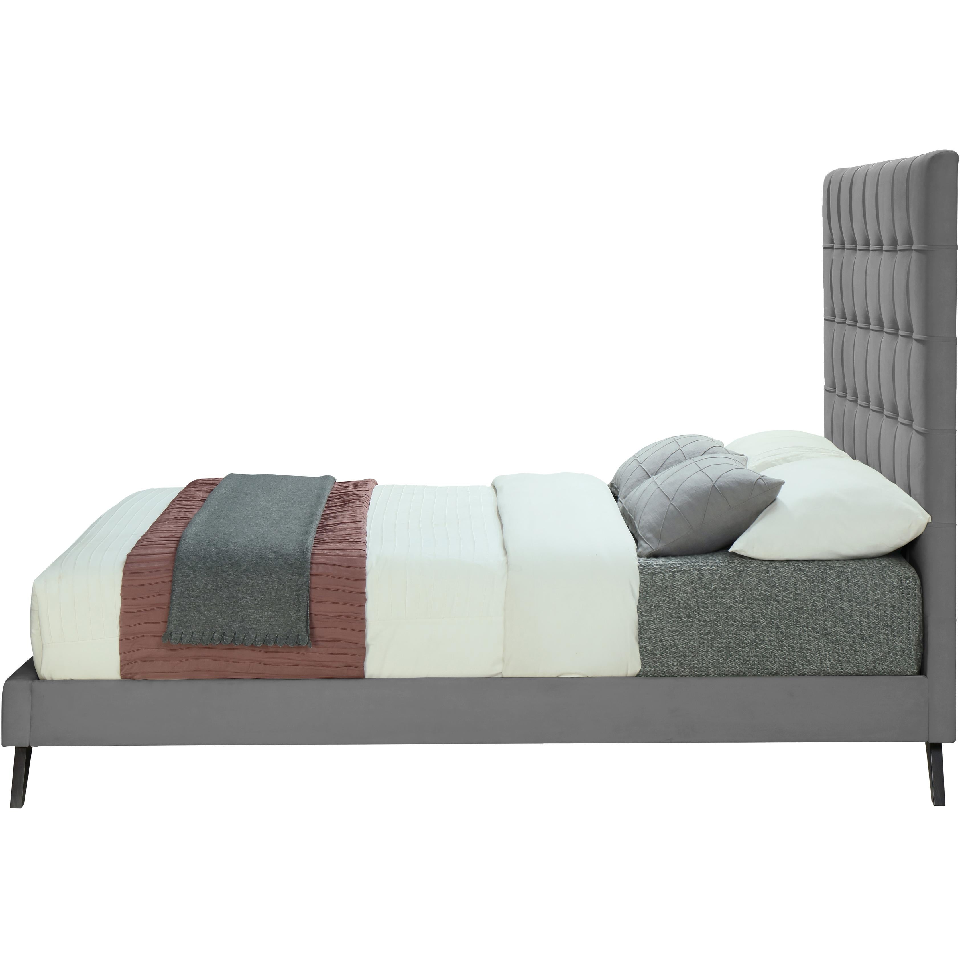 Meridian Elly Grey Velvet King Bed