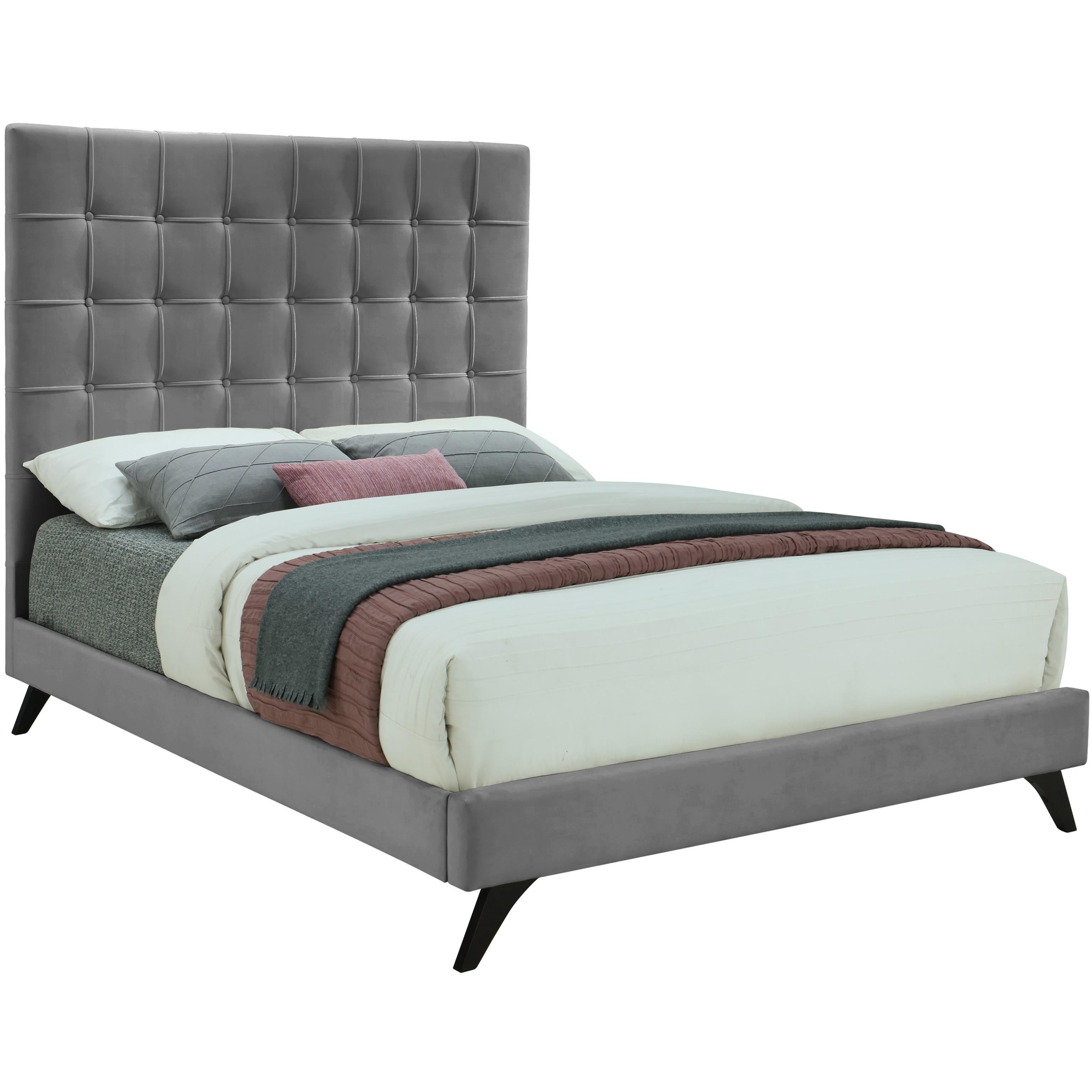 Meridian Elly Grey Velvet Queen Bed