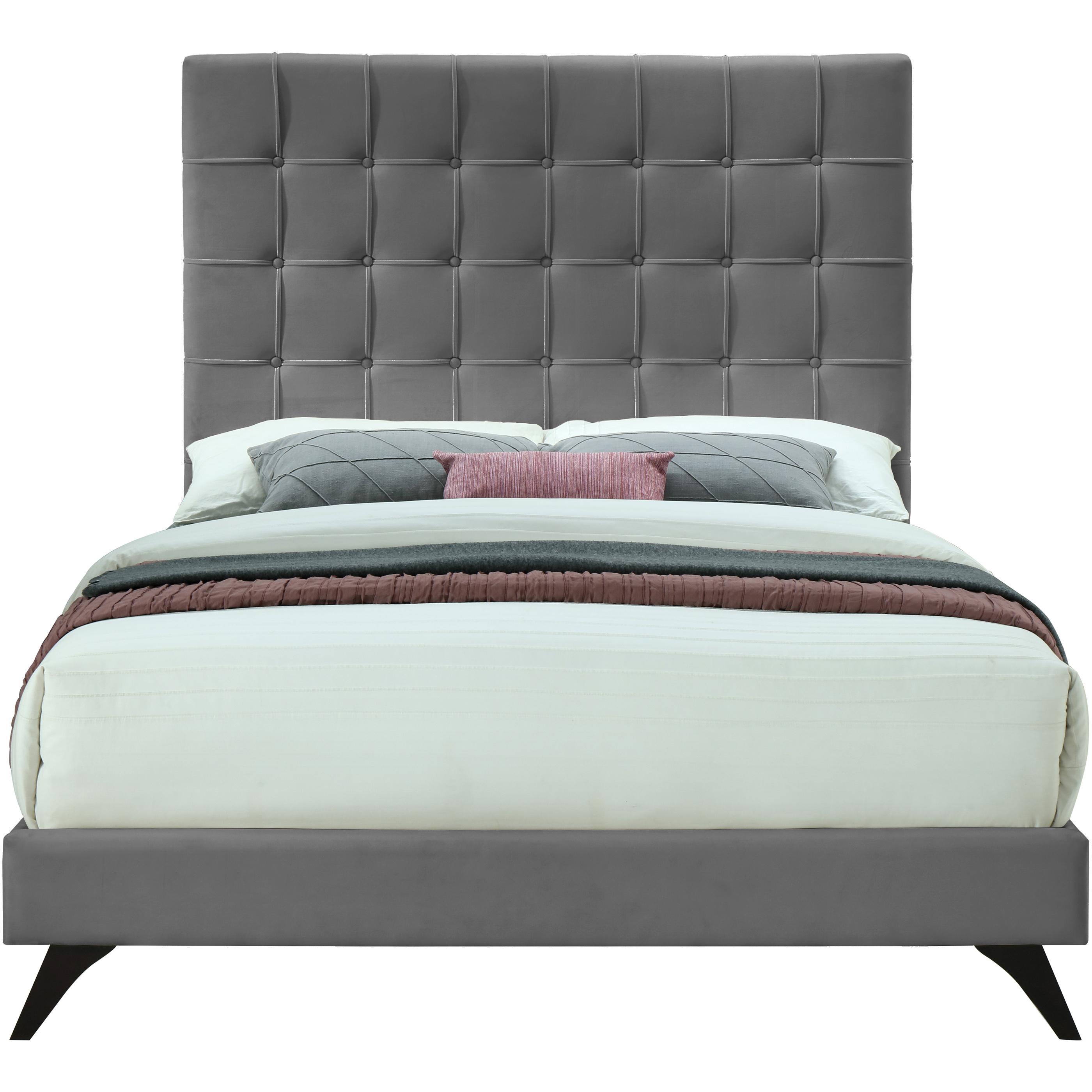 Meridian Elly Grey Velvet Queen Bed