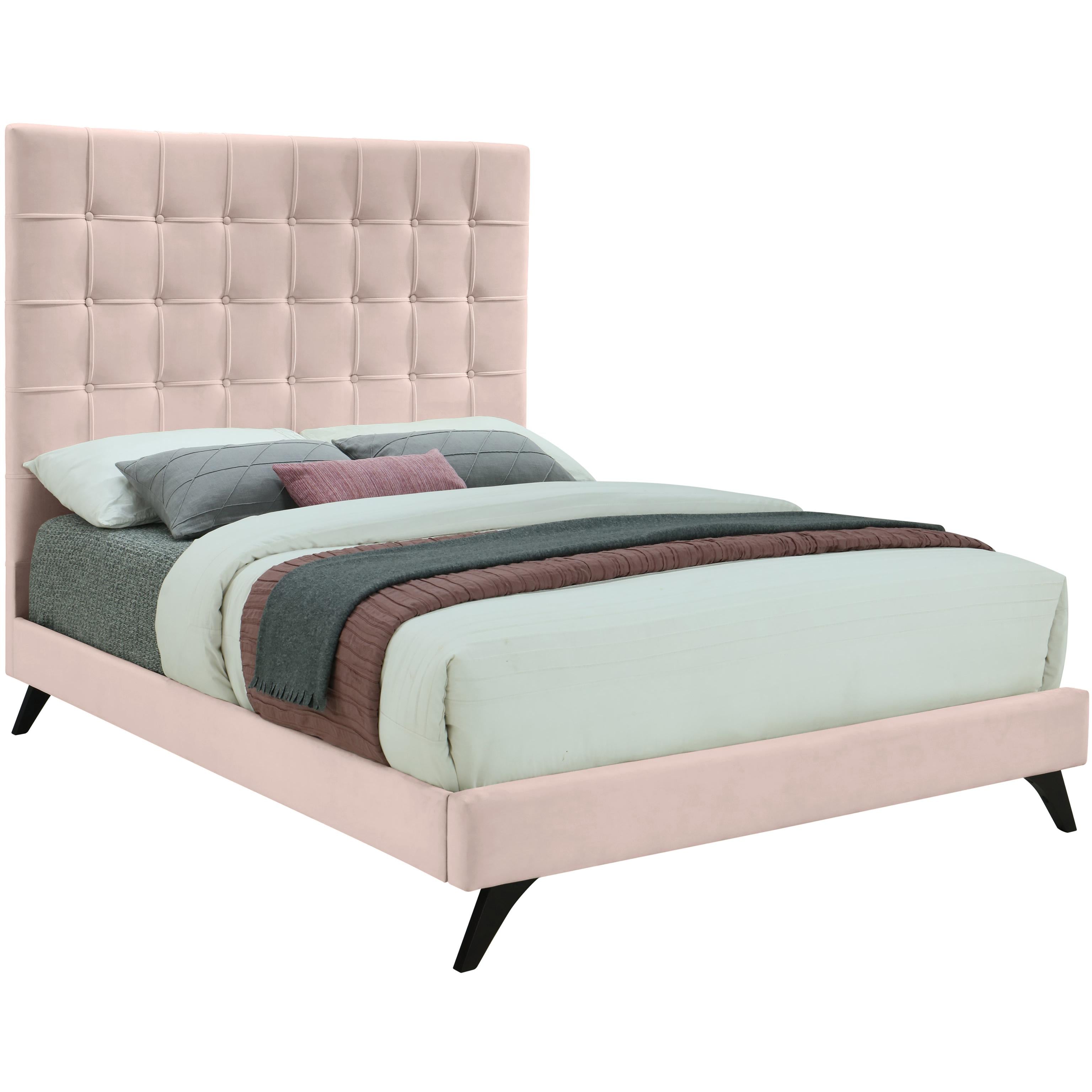 Meridian Elly Pink Velvet Queen Bed
