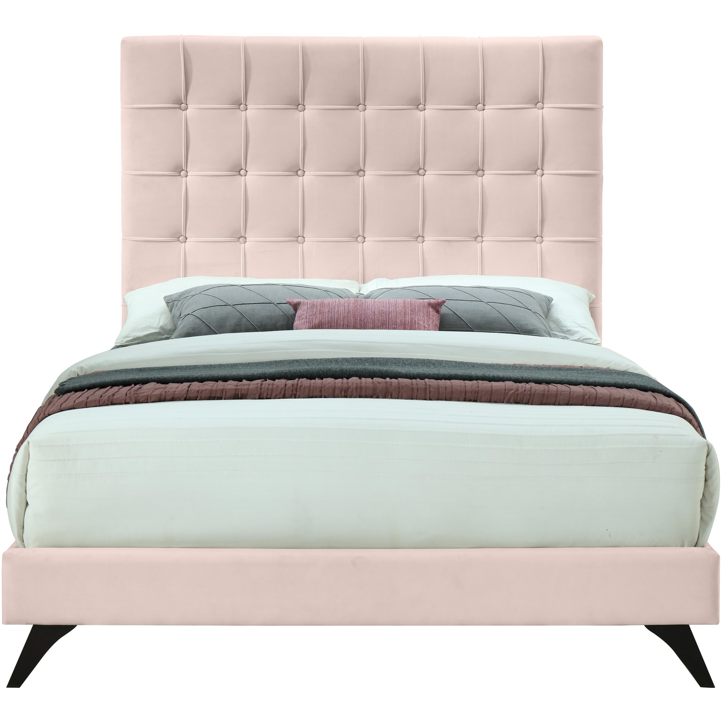 Meridian Elly Pink Velvet Queen Bed