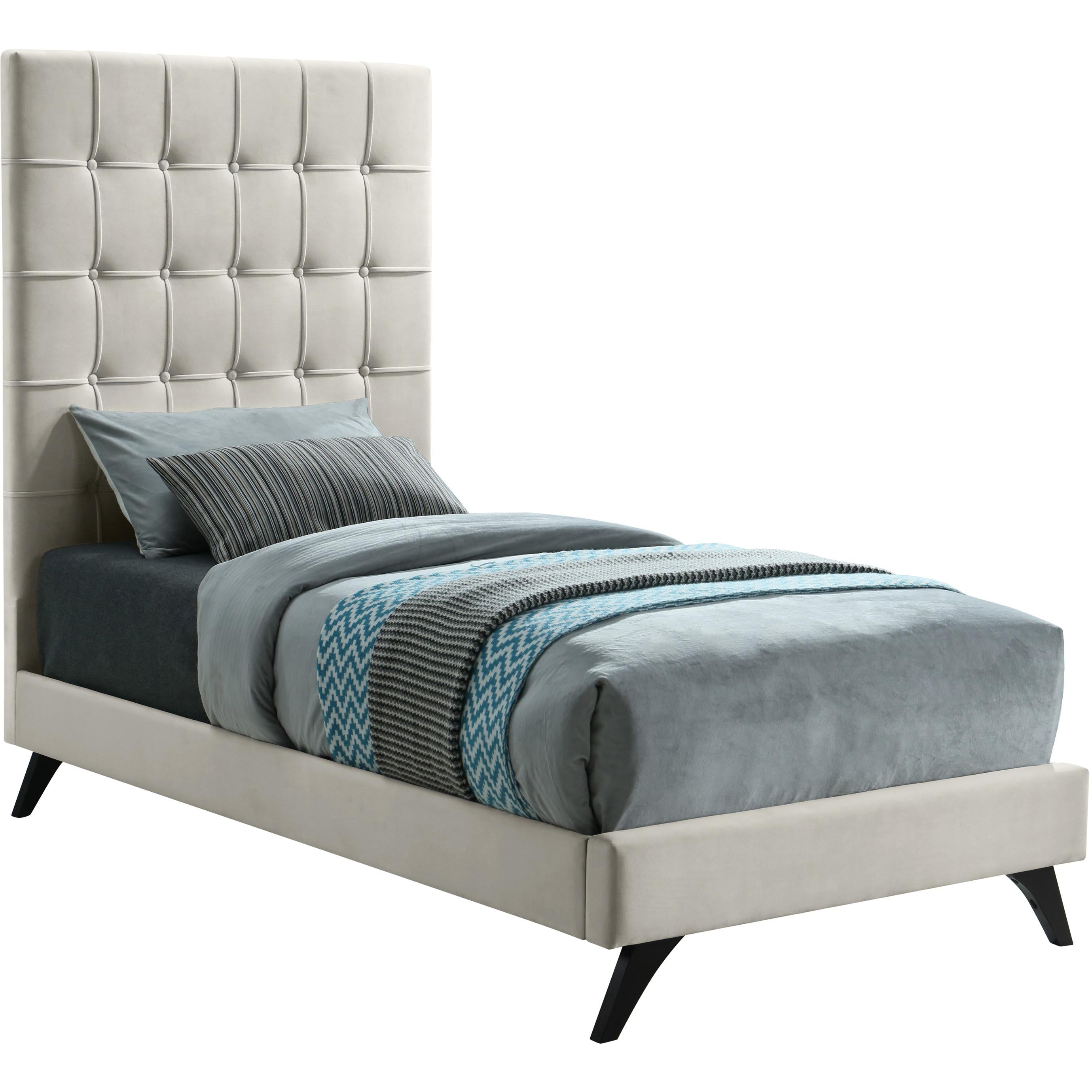 Meridian Elly Cream Velvet Twin Bed