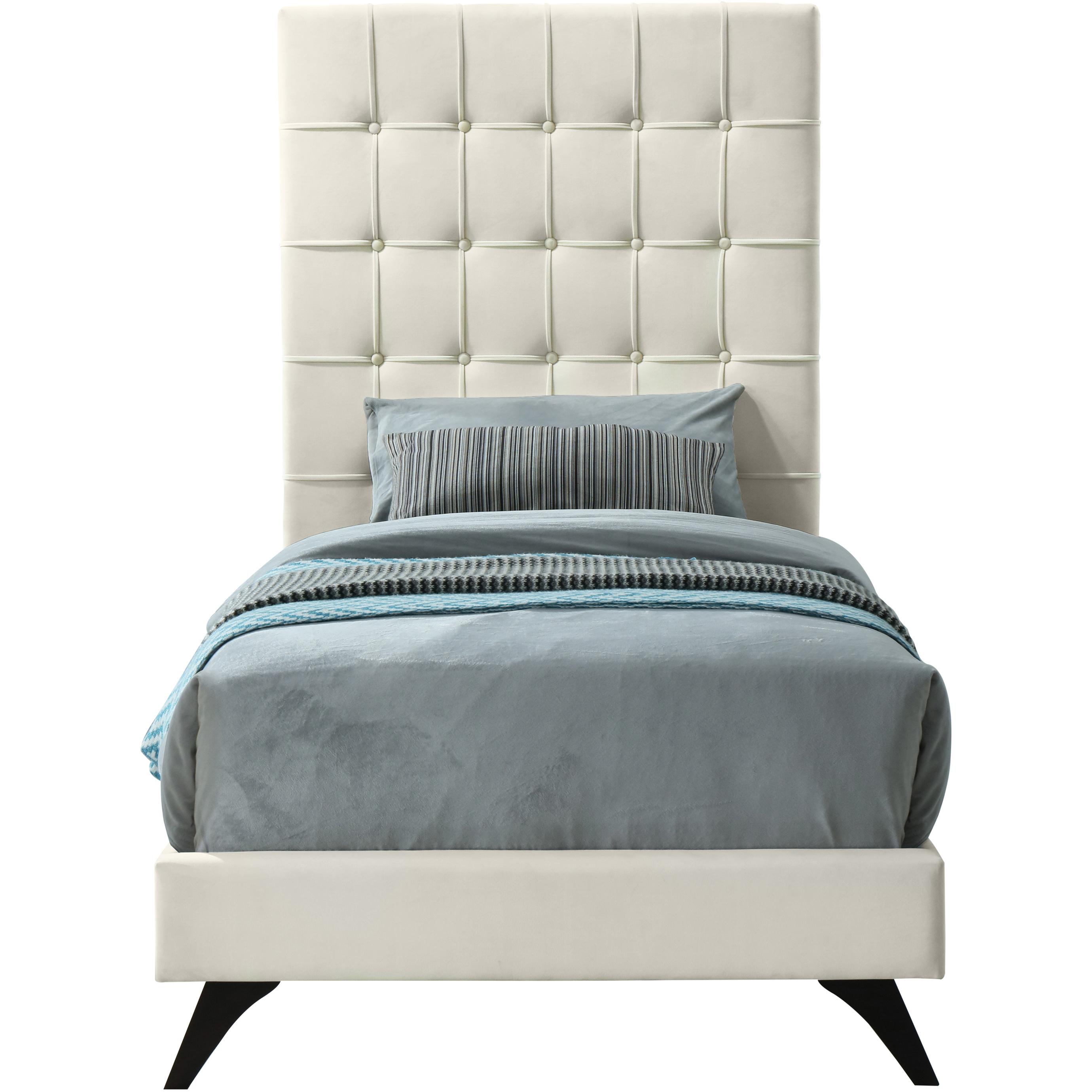 Meridian Elly Cream Velvet Twin Bed