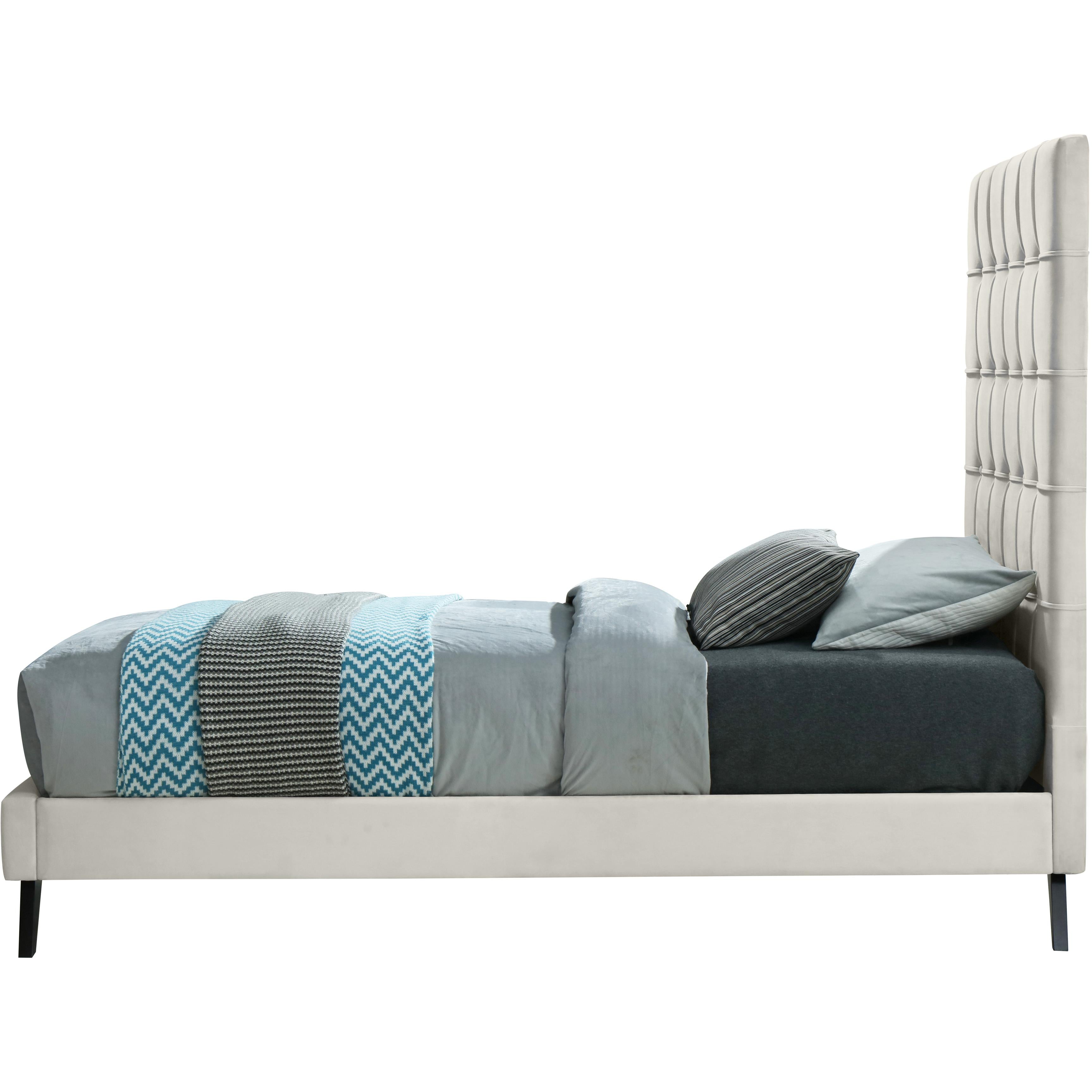 Meridian Elly Cream Velvet Twin Bed