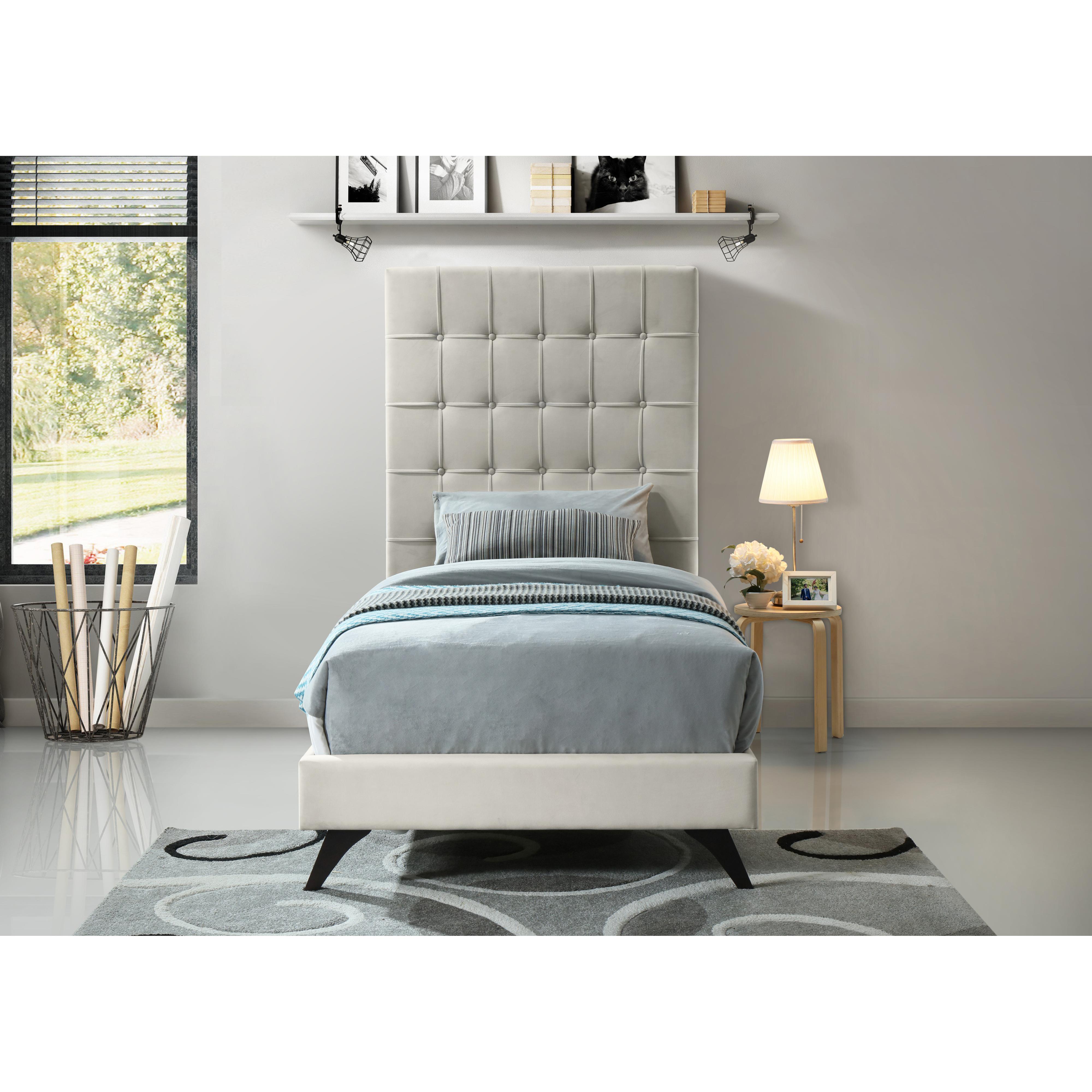 Meridian Elly Cream Velvet Twin Bed