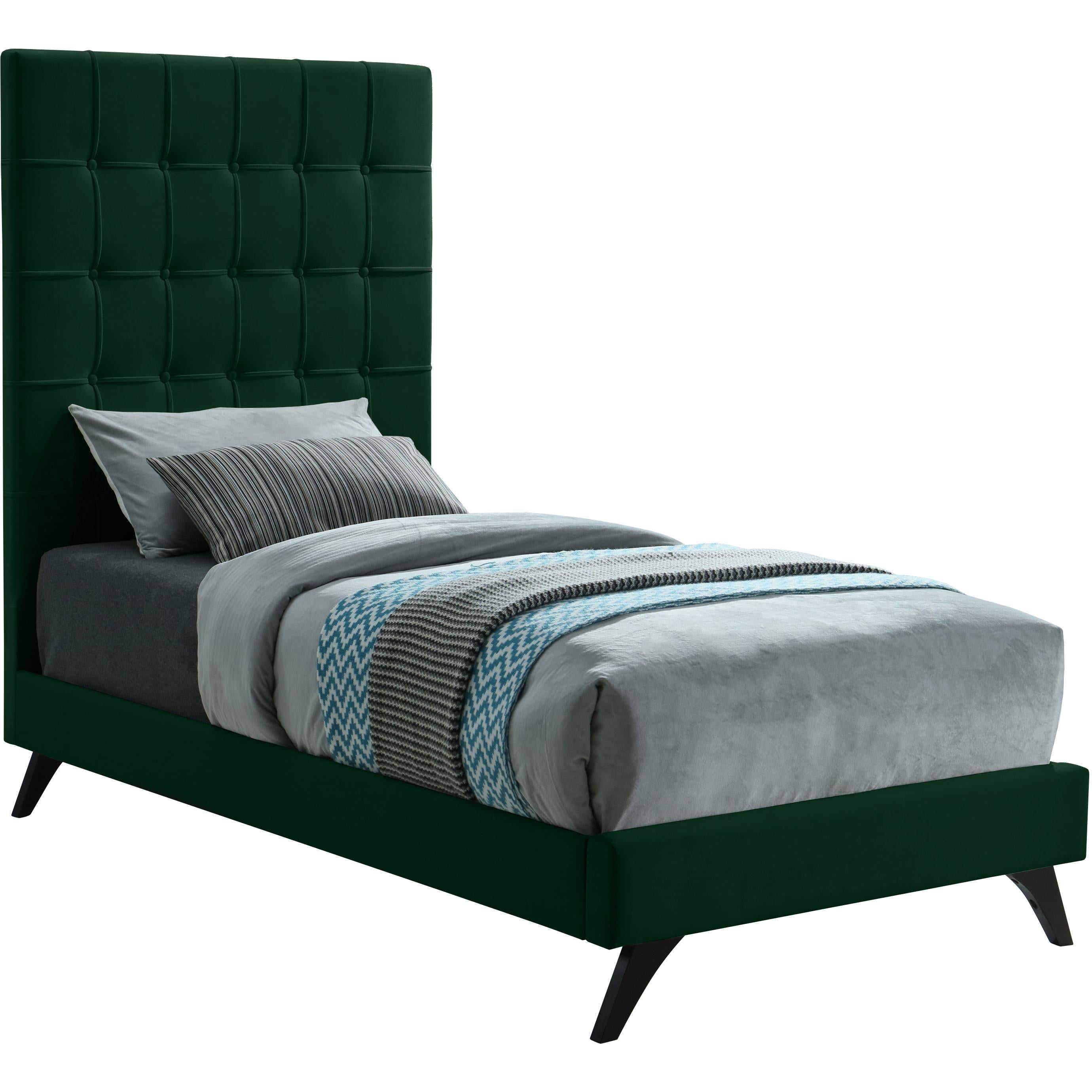 Meridian Elly Green Velvet Twin Bed