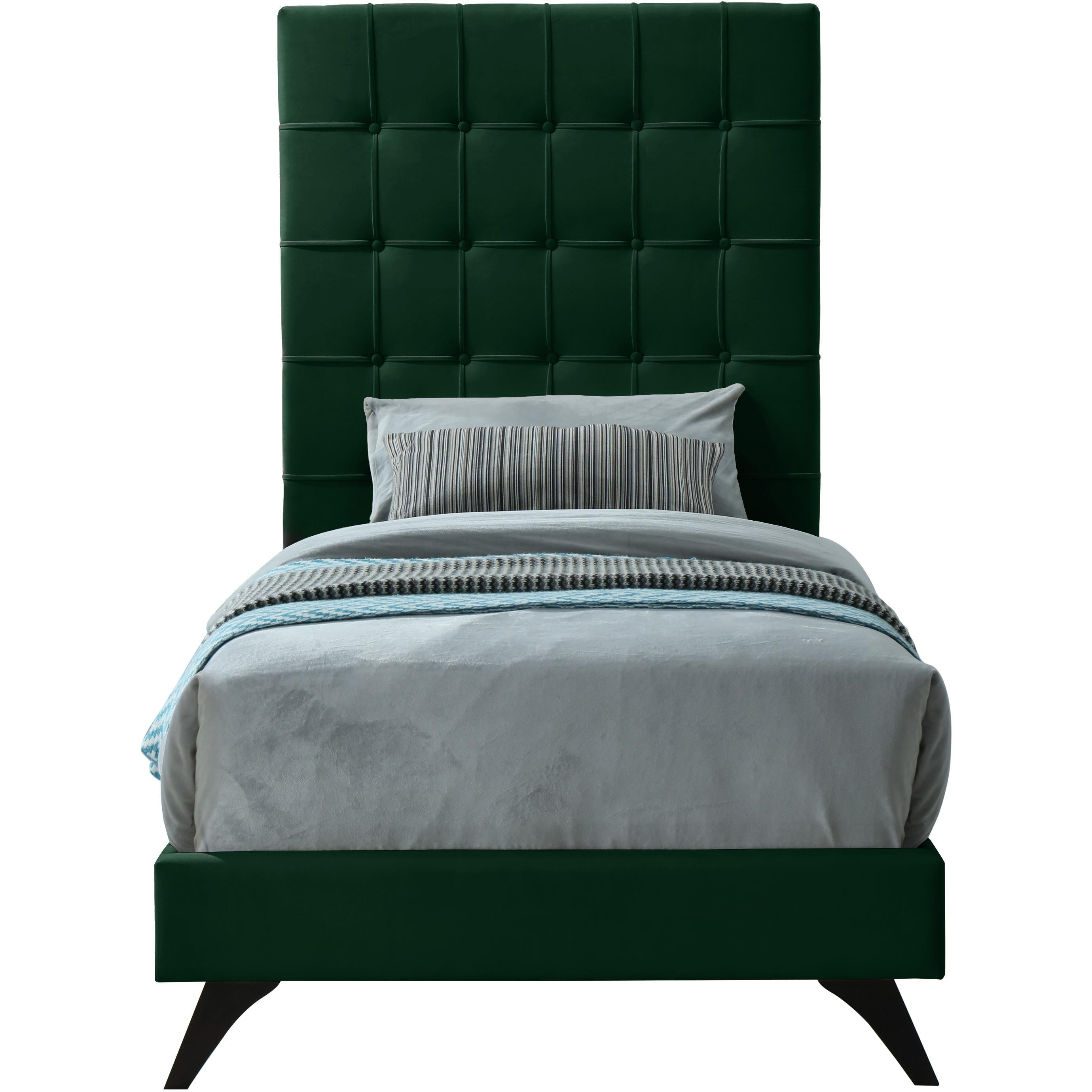 Meridian Elly Green Velvet Twin Bed