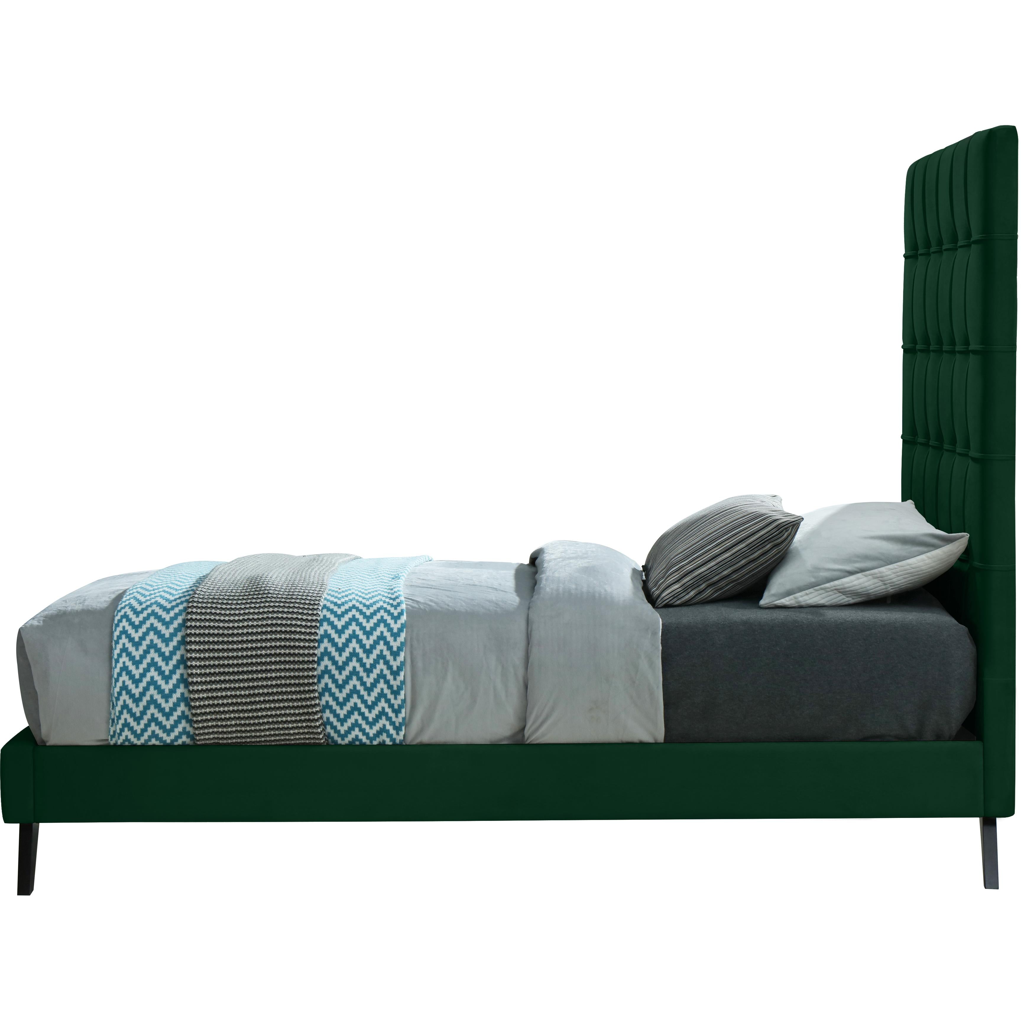 Meridian Elly Green Velvet Twin Bed