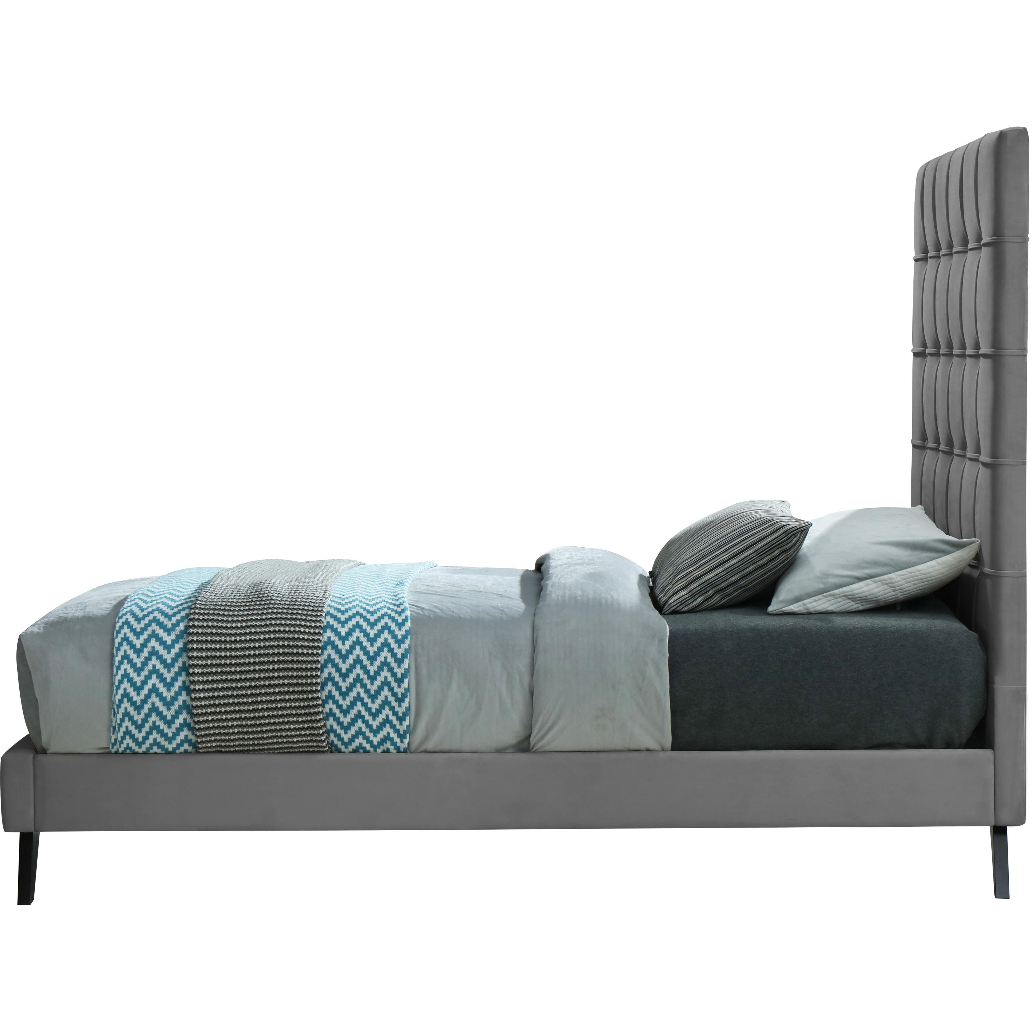 Meridian Elly Grey Velvet Twin Bed