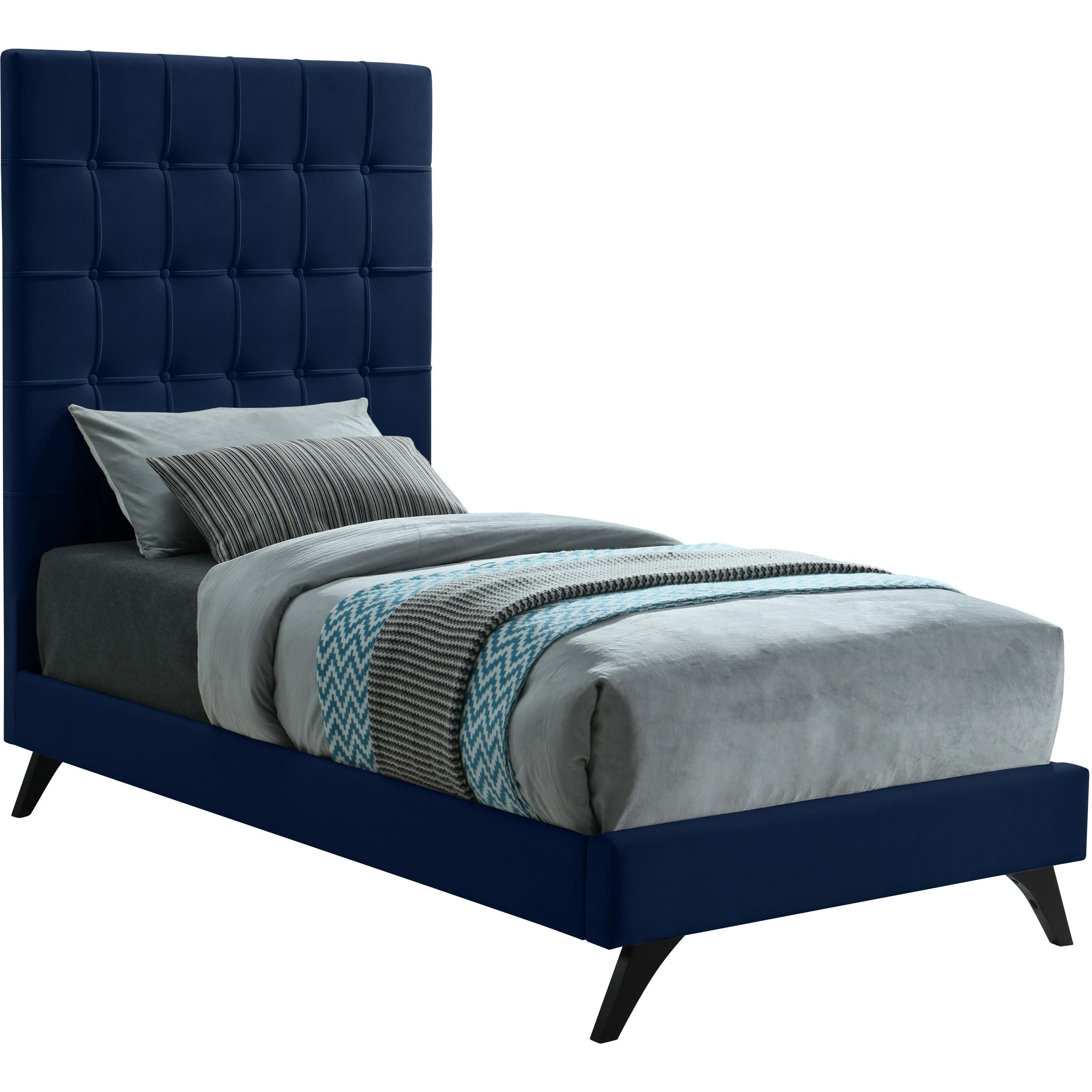 Meridian Elly Navy Velvet Twin Bed