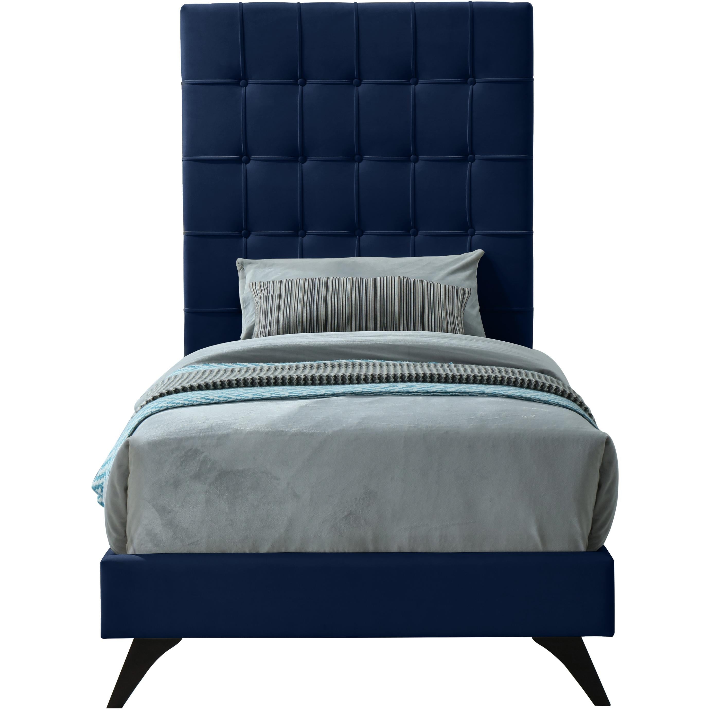 Meridian Elly Navy Velvet Twin Bed