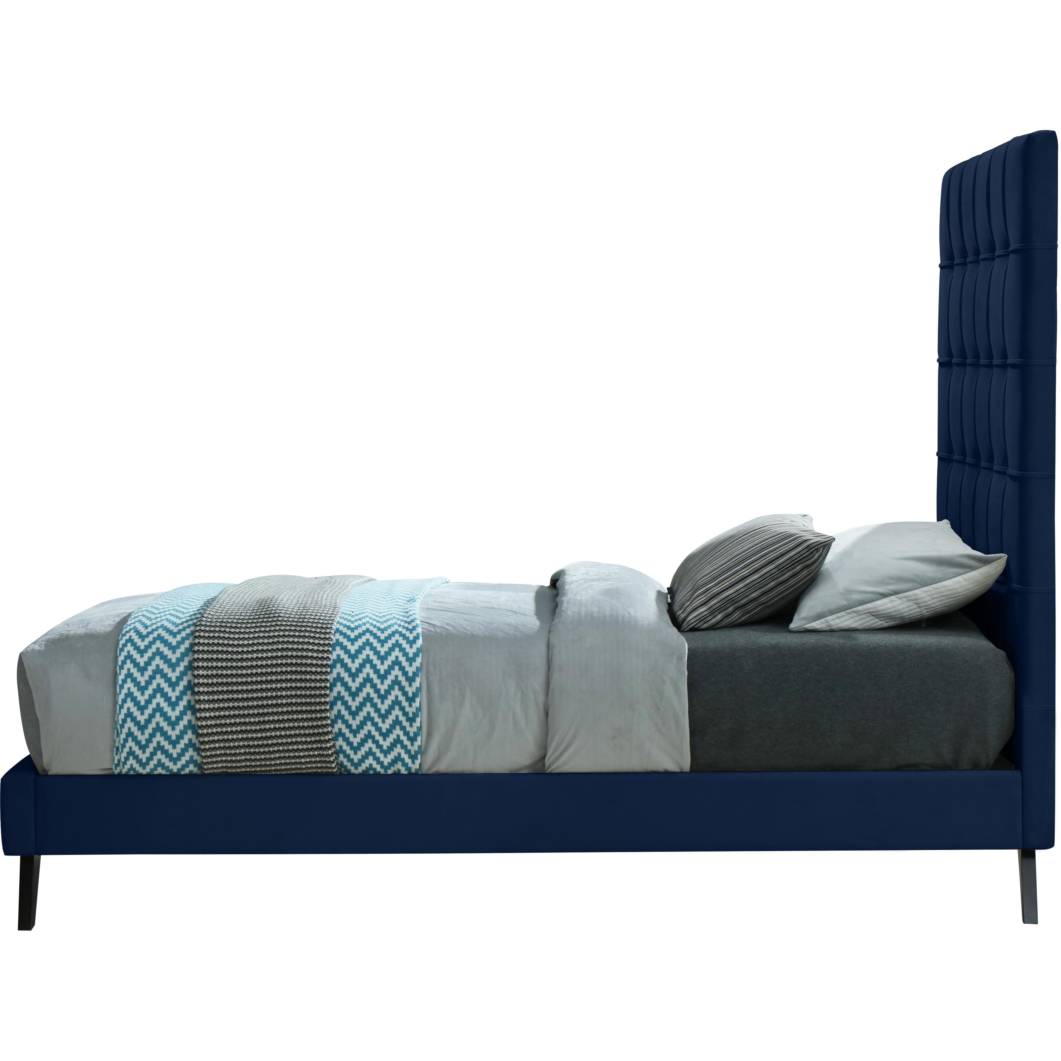 Meridian Elly Navy Velvet Twin Bed