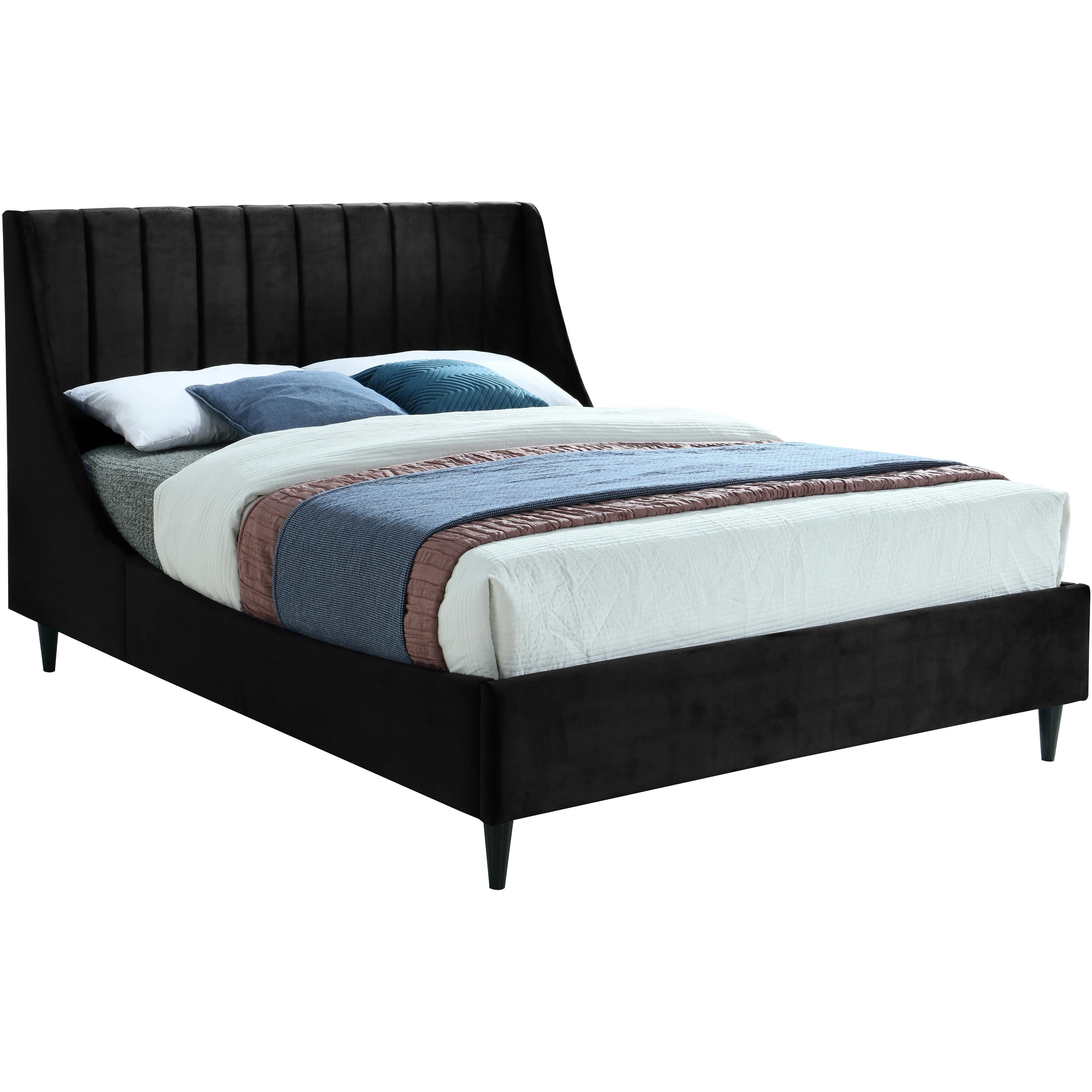 Meridian Eva Black Velvet Full Bed