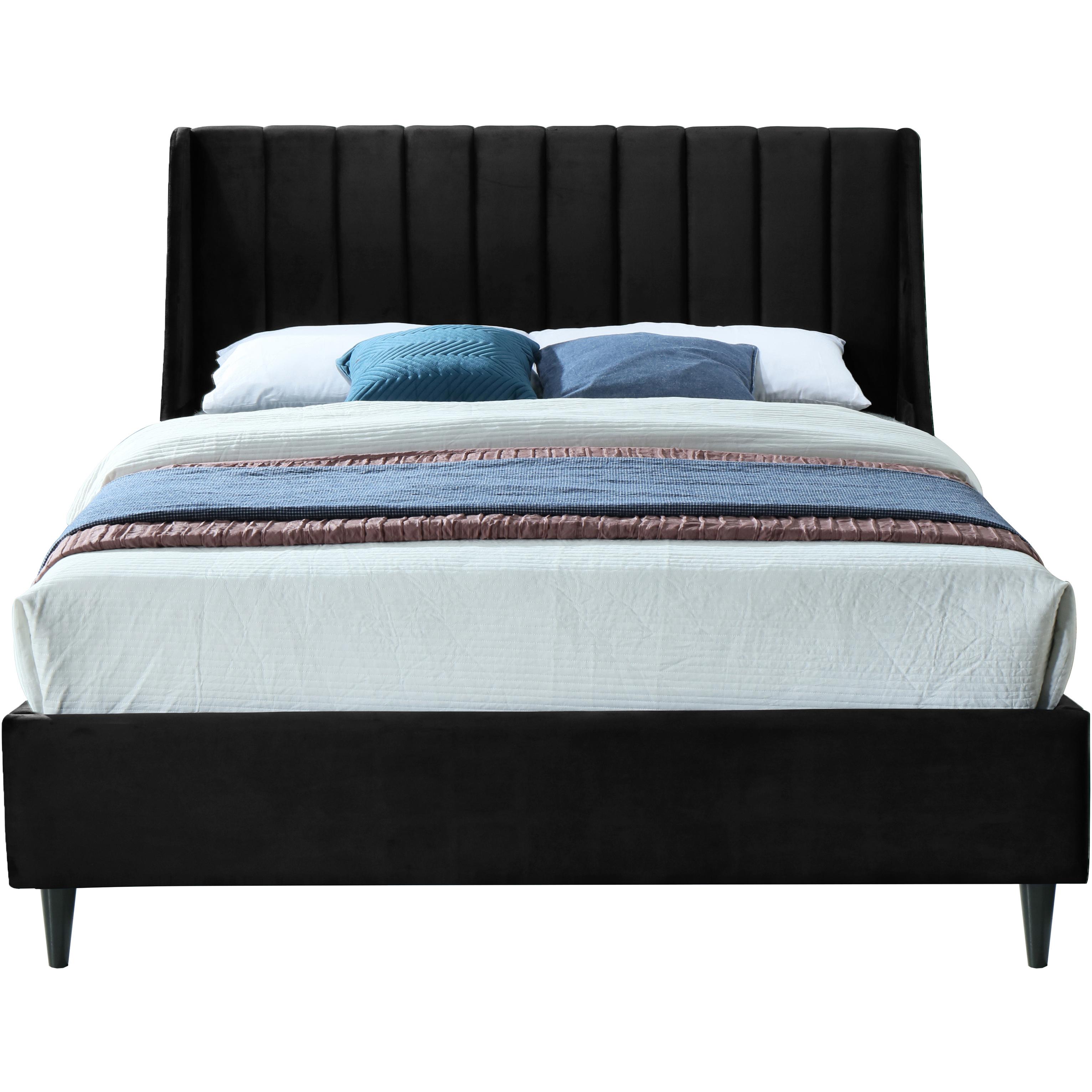 Meridian Eva Black Velvet Full Bed
