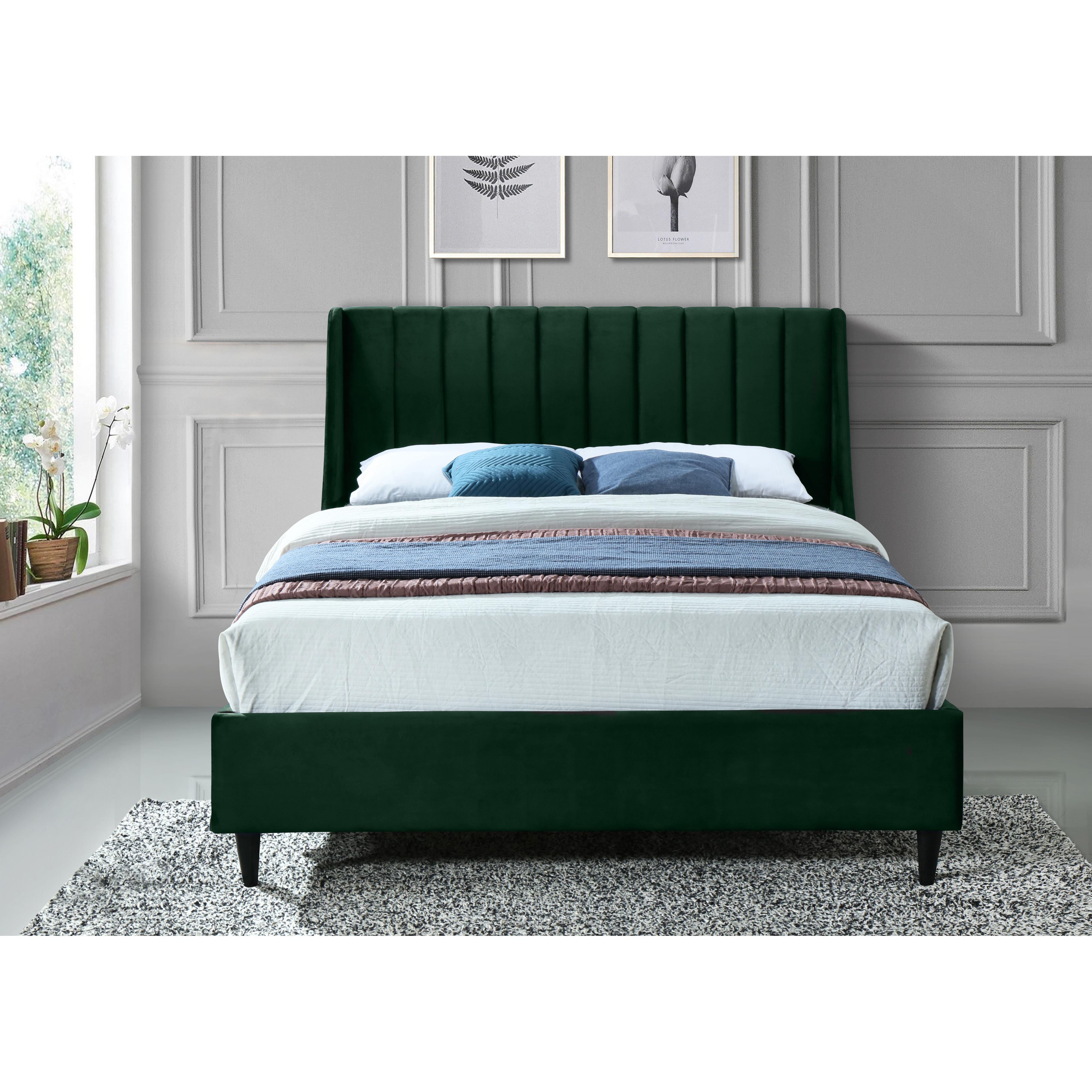 Meridian Eva Green Velvet Full Bed