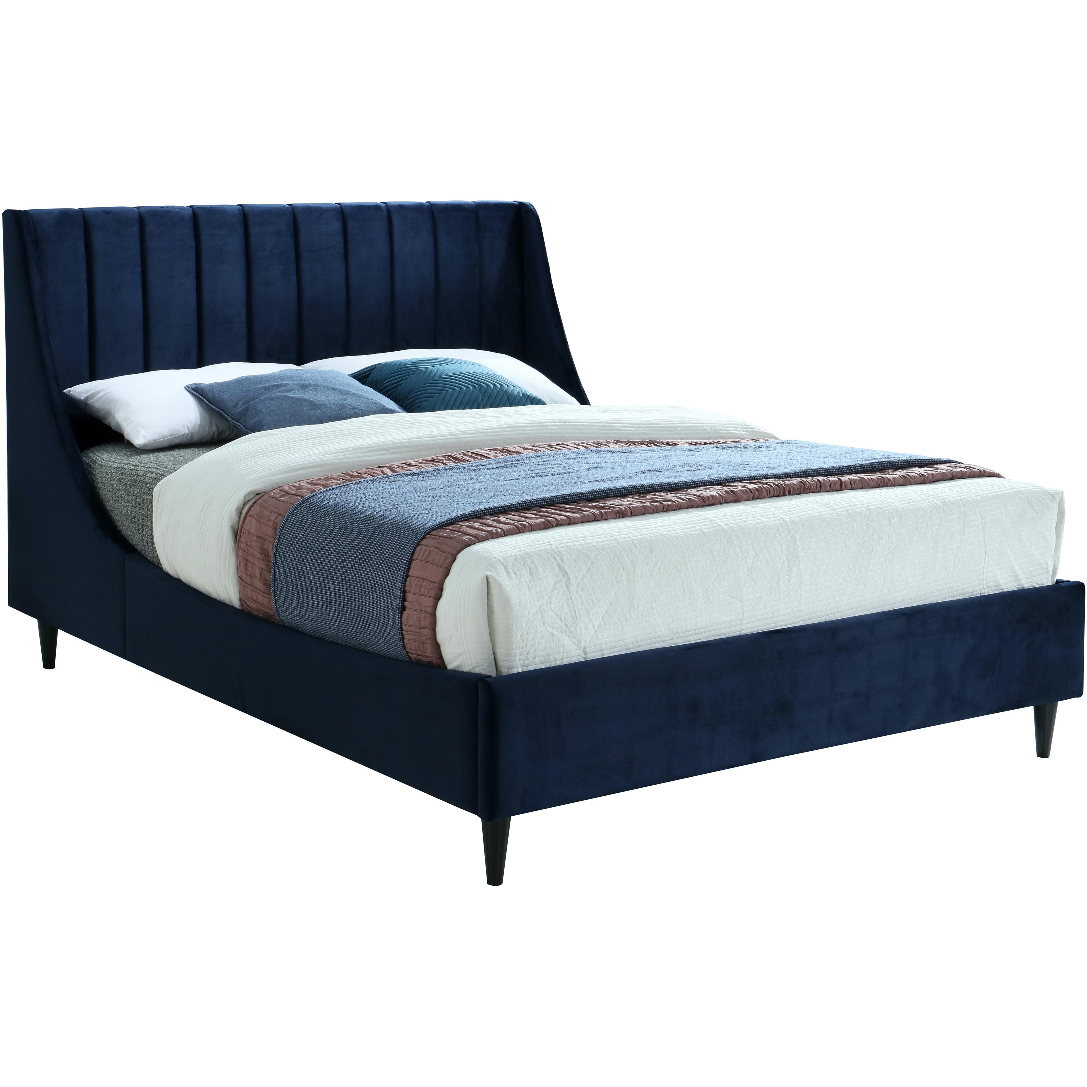 Meridian Eva Navy Velvet Full Bed