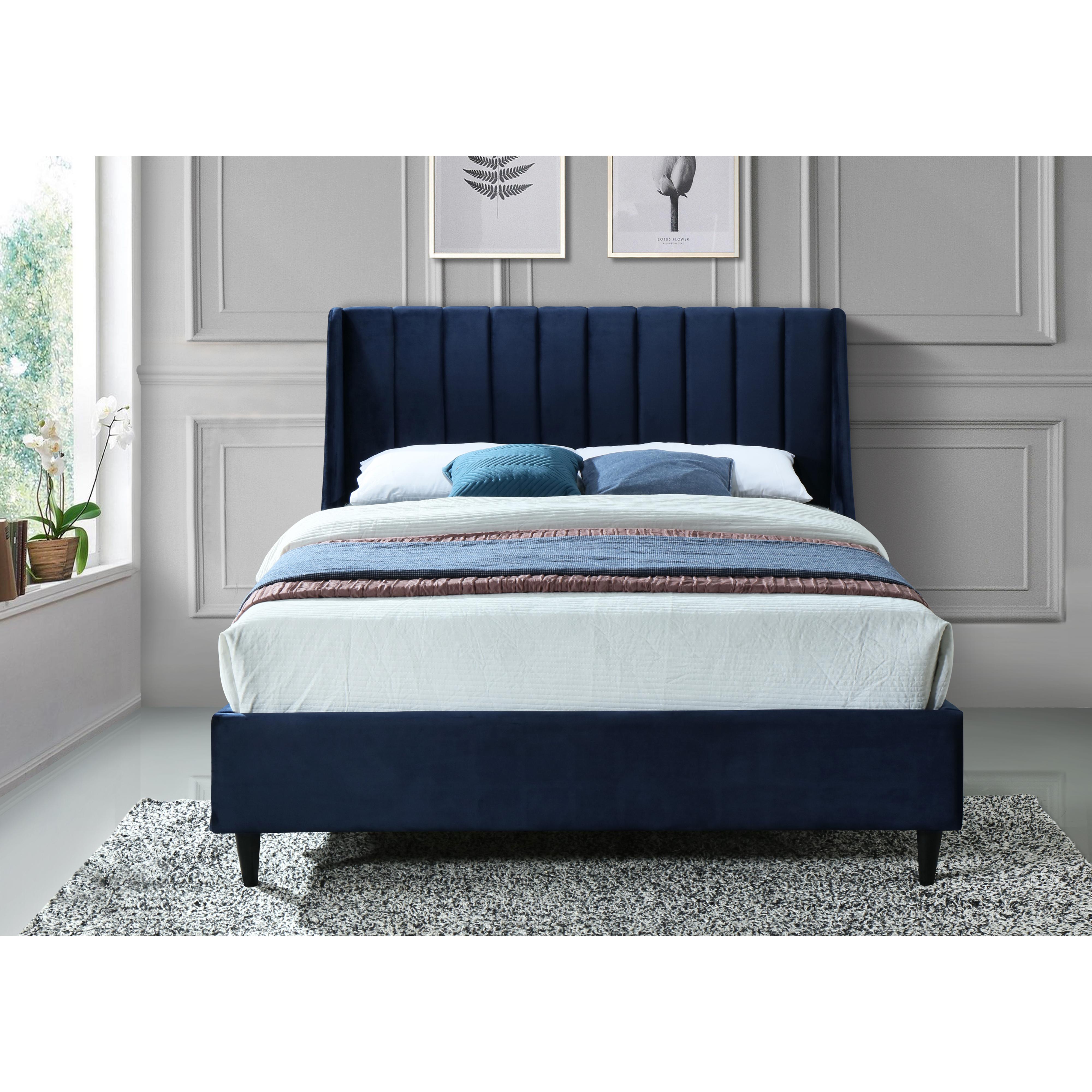 Meridian Eva Navy Velvet Full Bed