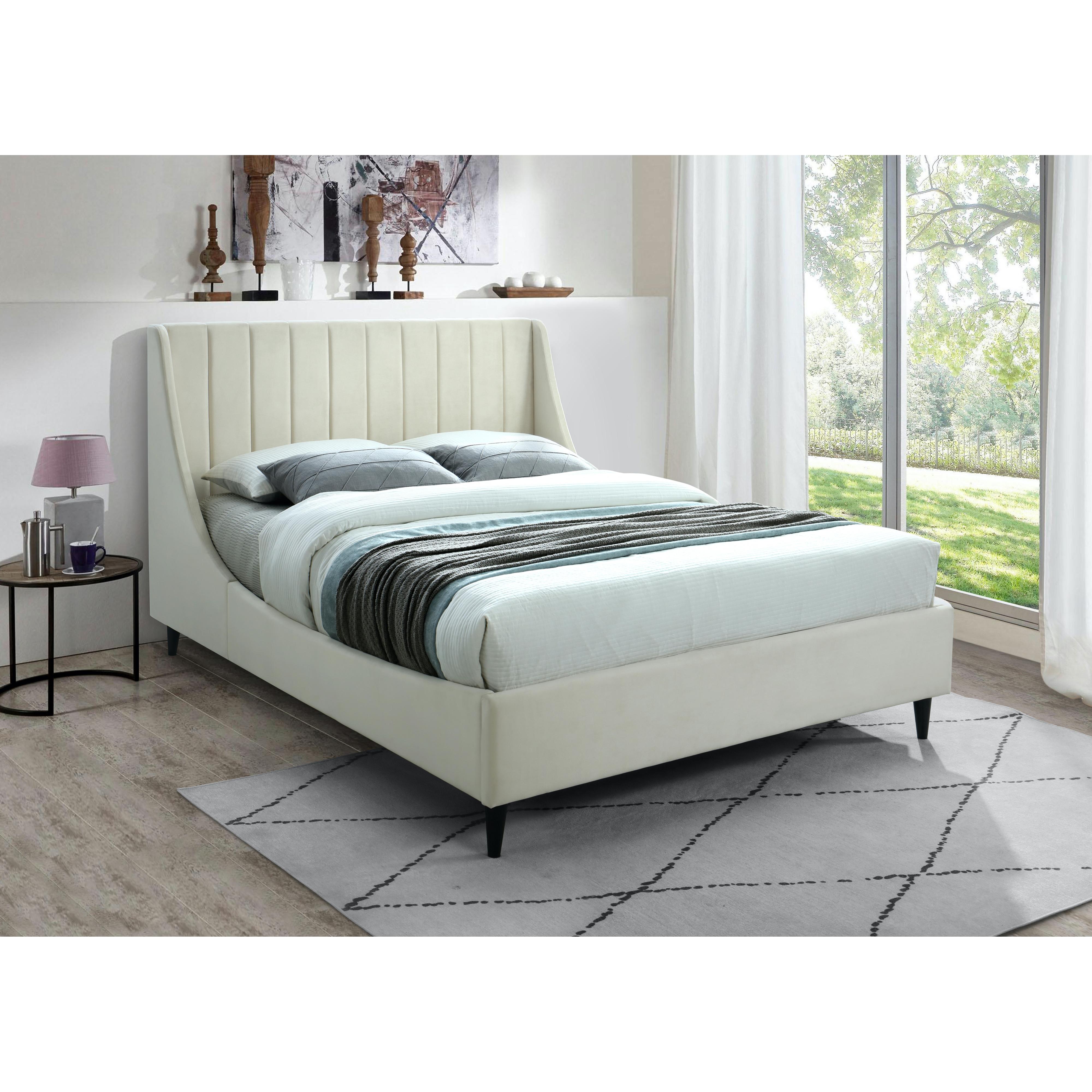 Meridian Eva Cream Velvet King Bed