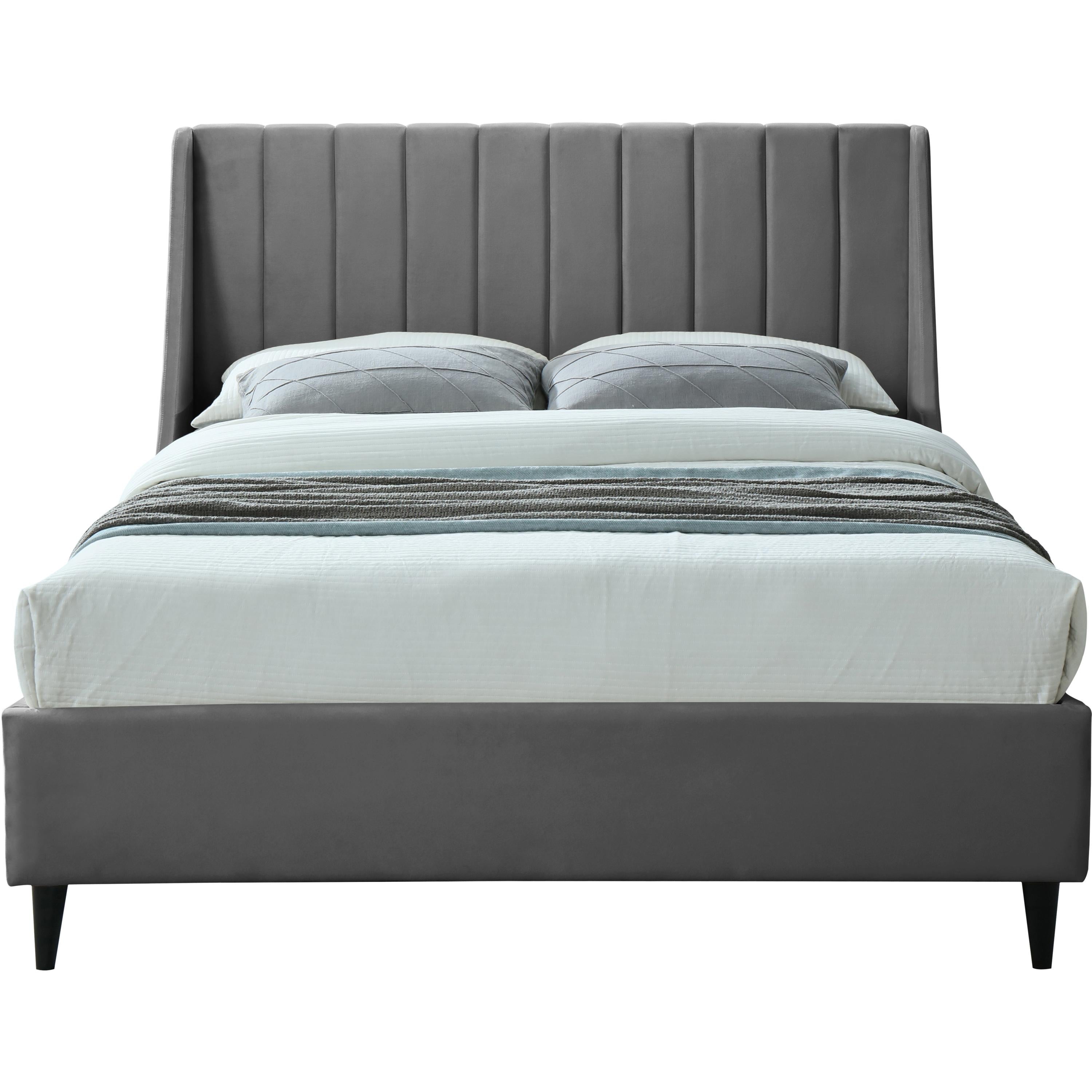 Meridian Eva Grey Velvet King Bed