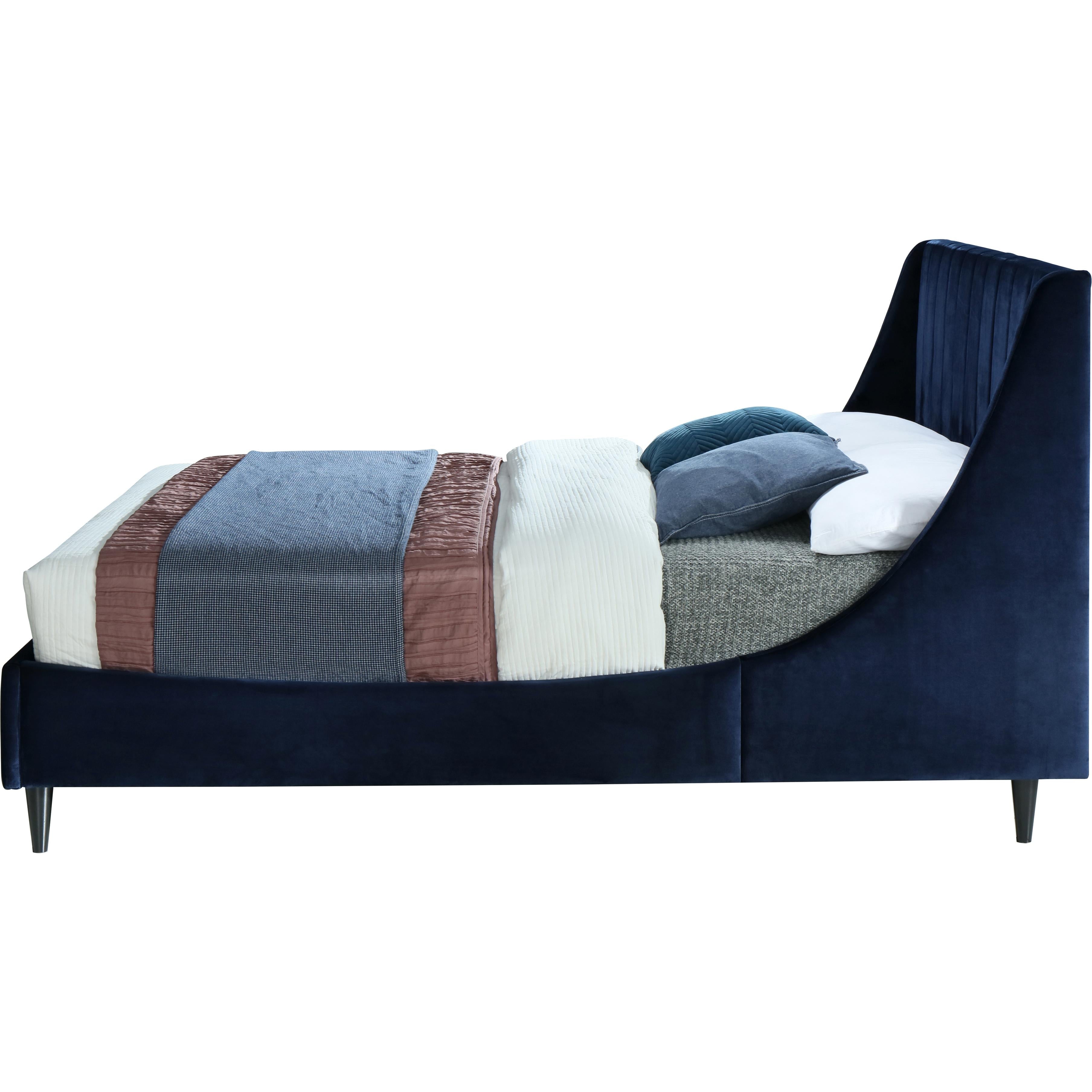 Meridian Eva Navy Velvet King Bed