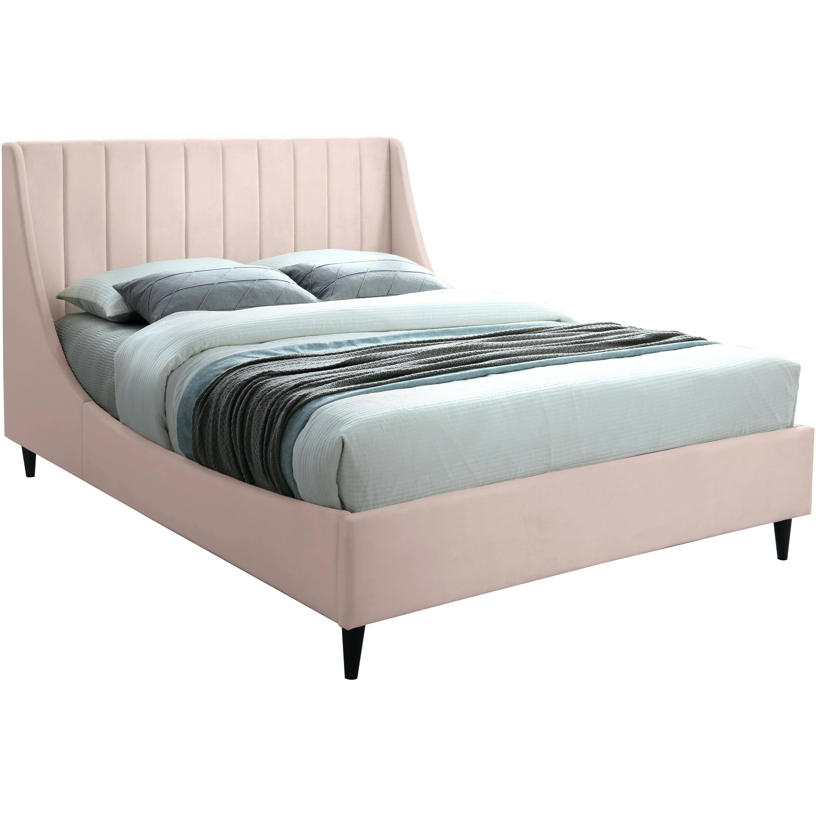 Meridian Eva Pink Velvet King Bed
