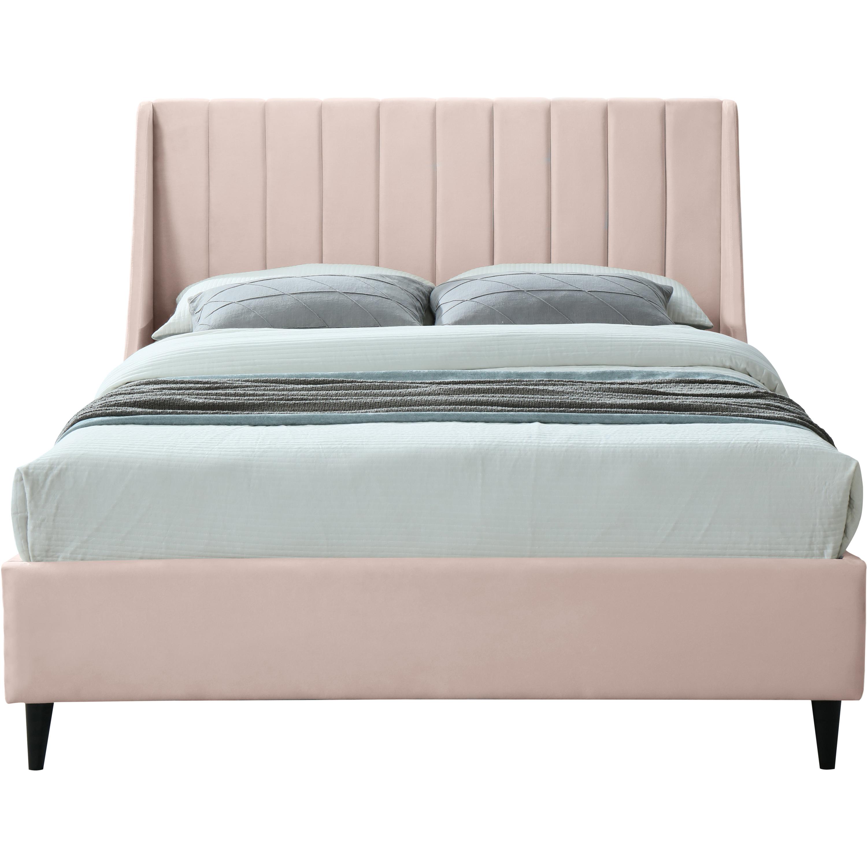 Meridian Eva Pink Velvet King Bed