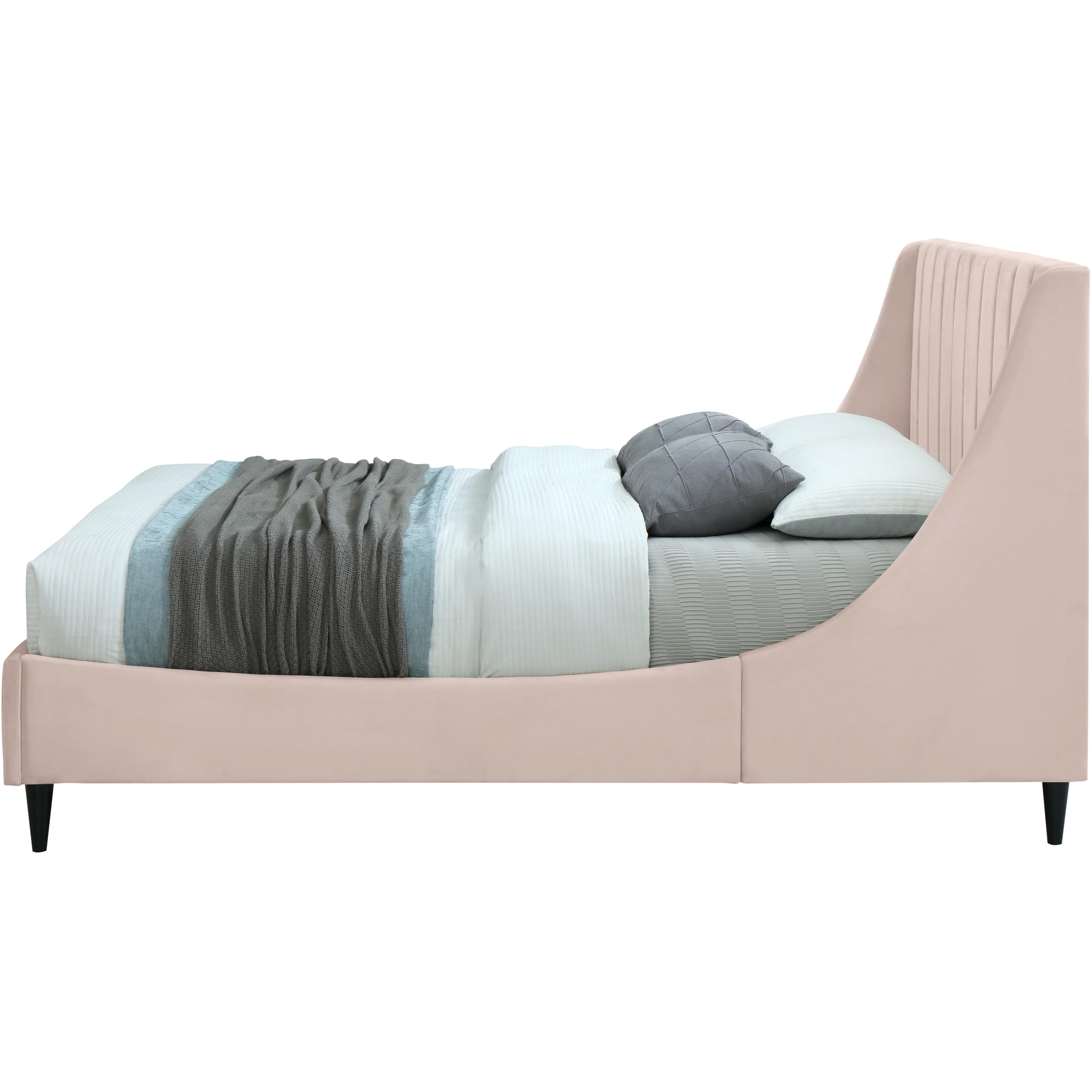Meridian Eva Pink Velvet King Bed