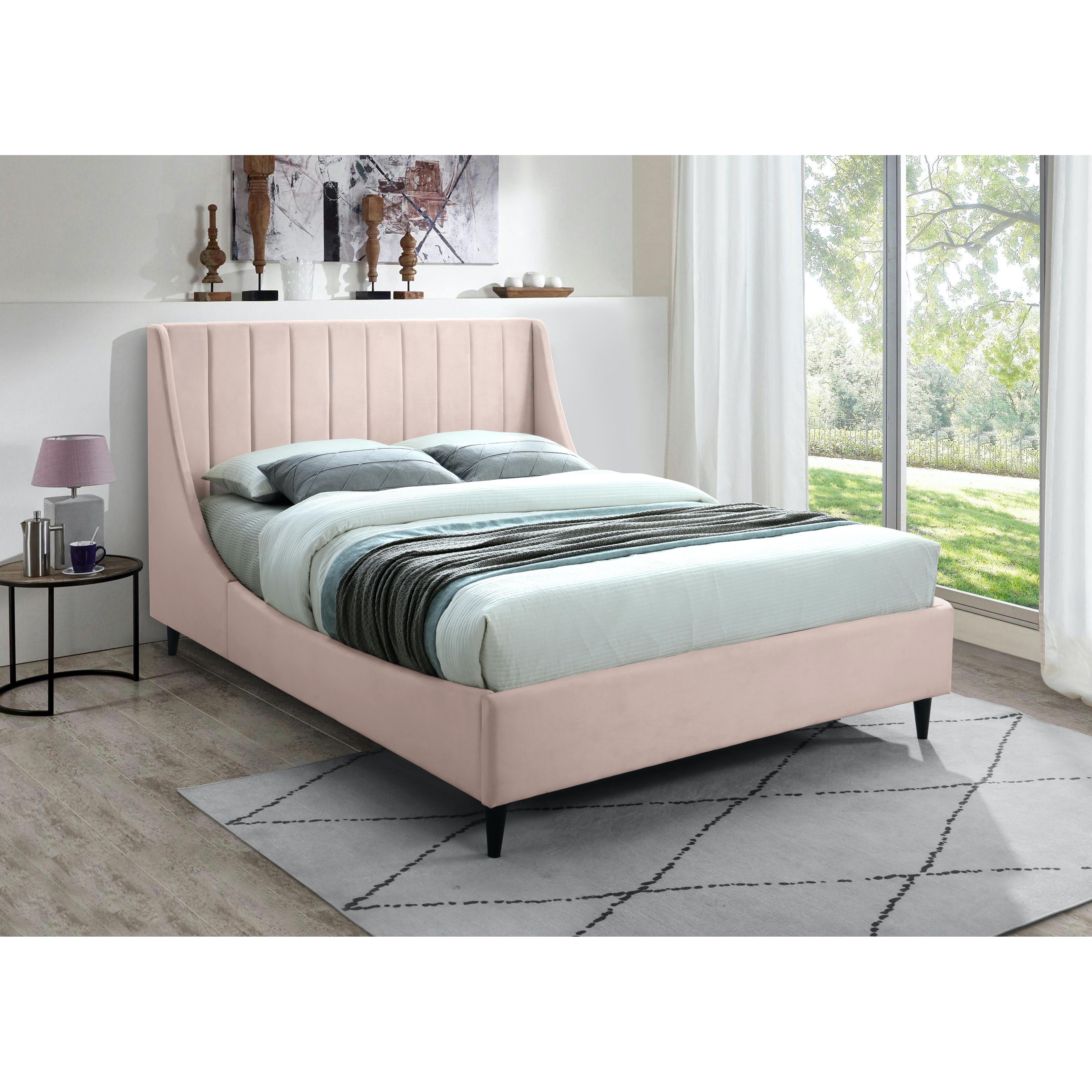 Meridian Eva Pink Velvet King Bed