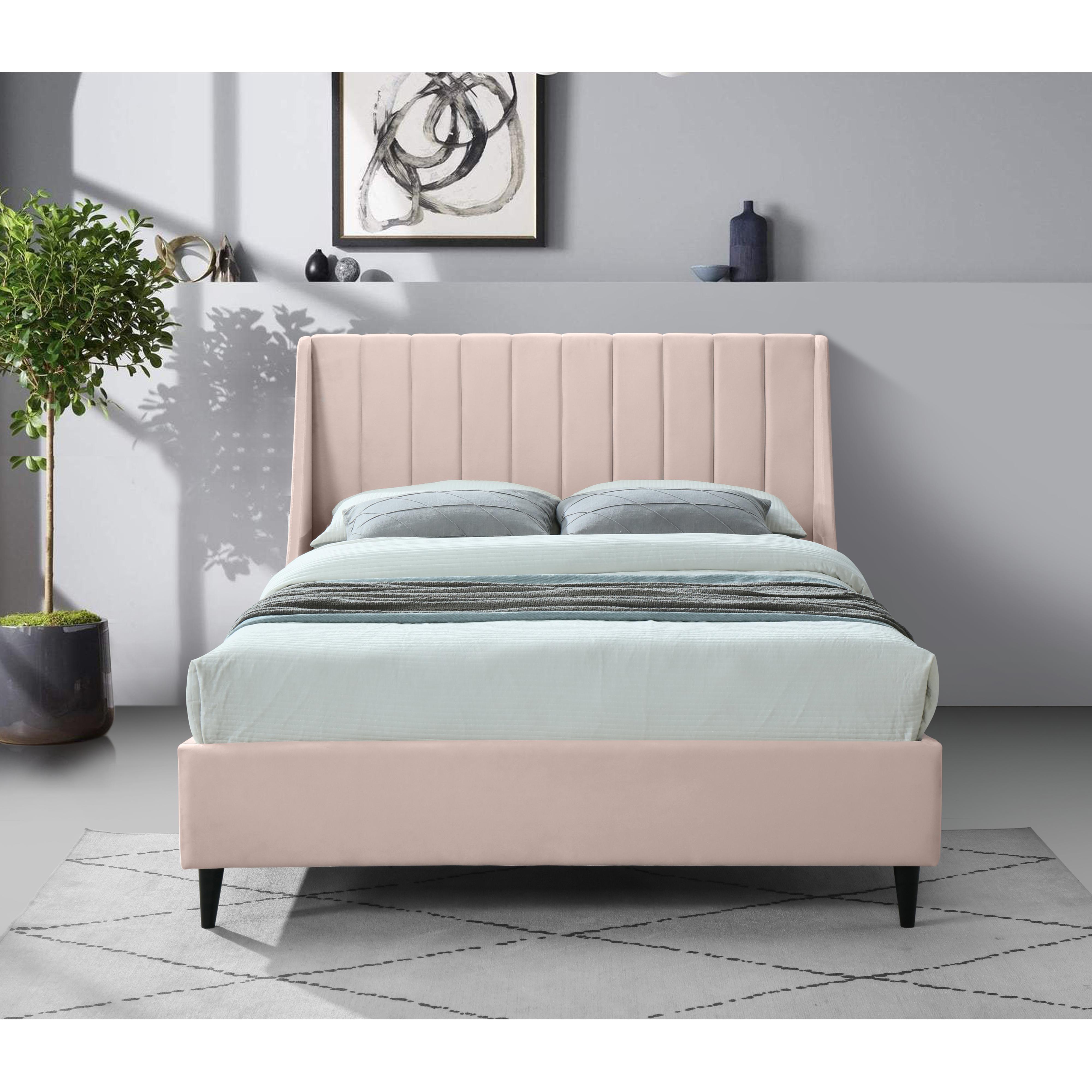 Meridian Eva Pink Velvet King Bed