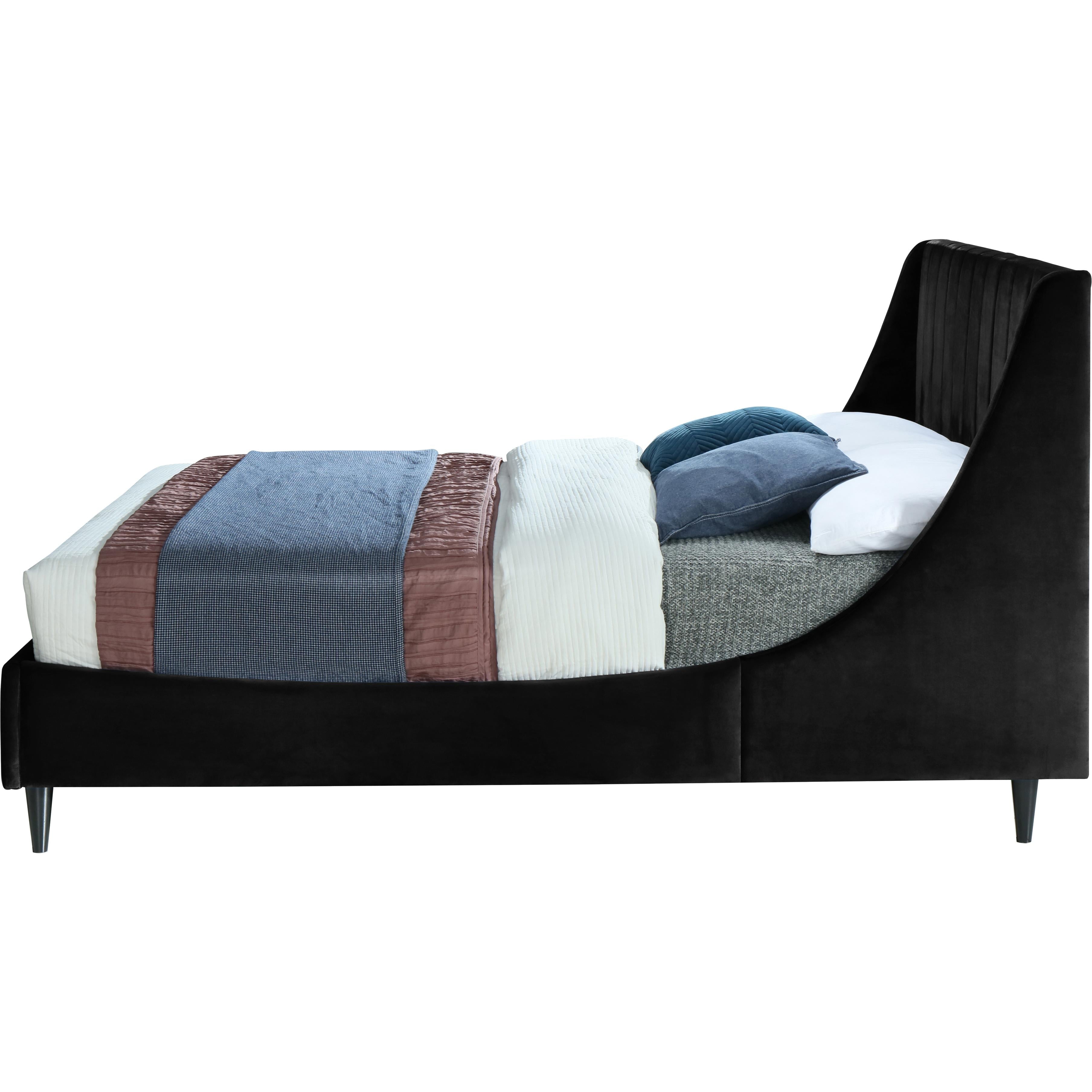 Meridian Eva Black Velvet Queen Bed