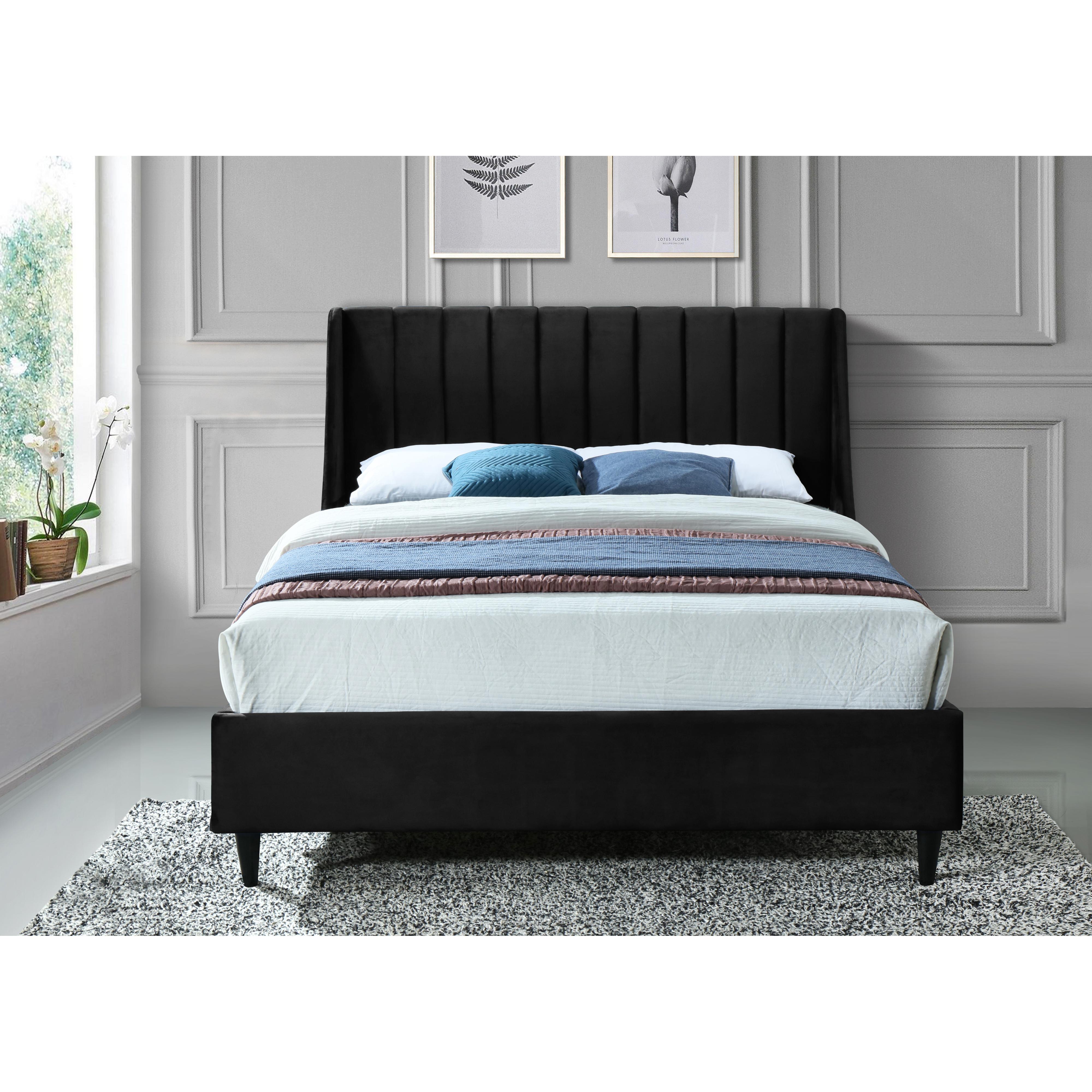 Meridian Eva Black Velvet Queen Bed