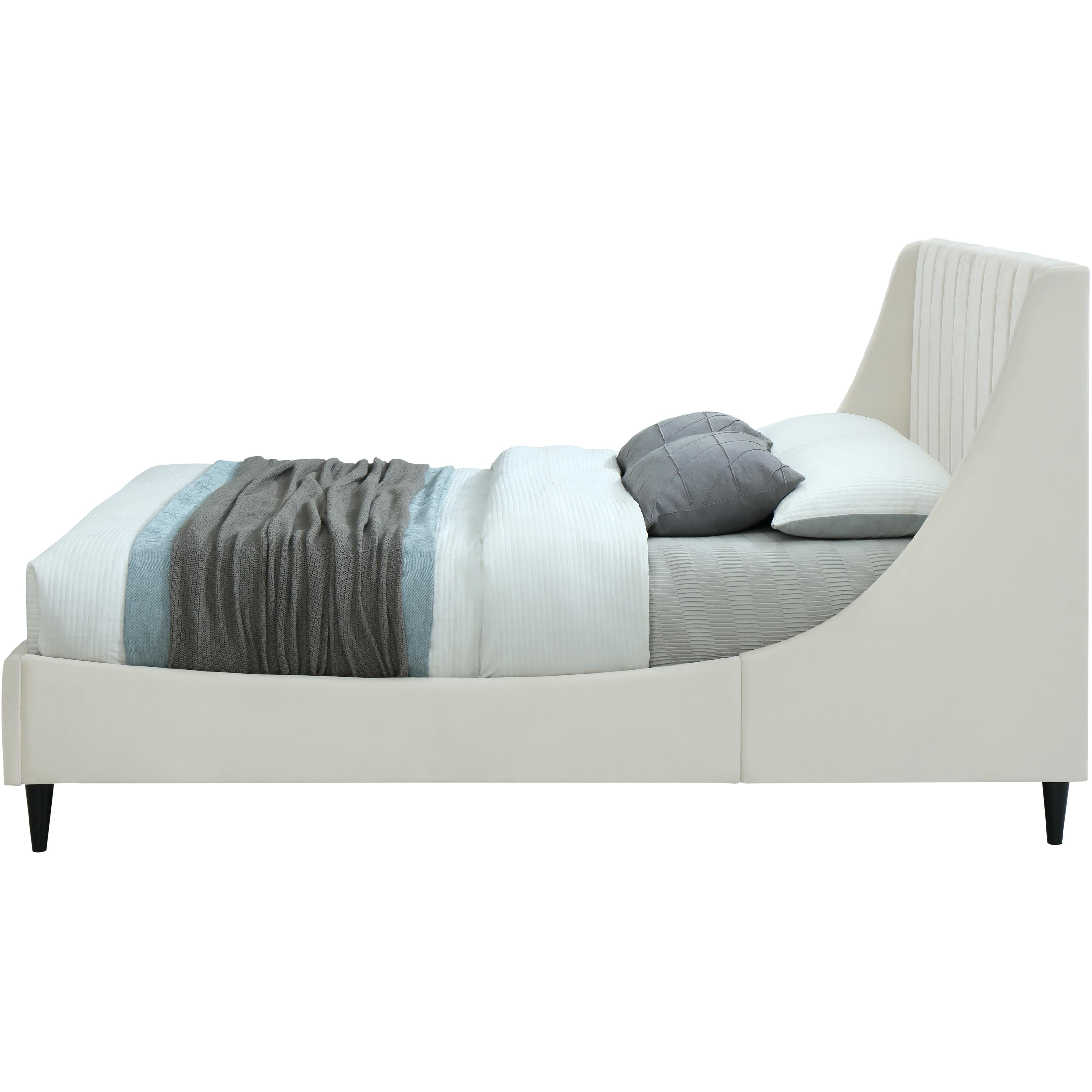 Meridian Eva Cream Velvet Queen Bed