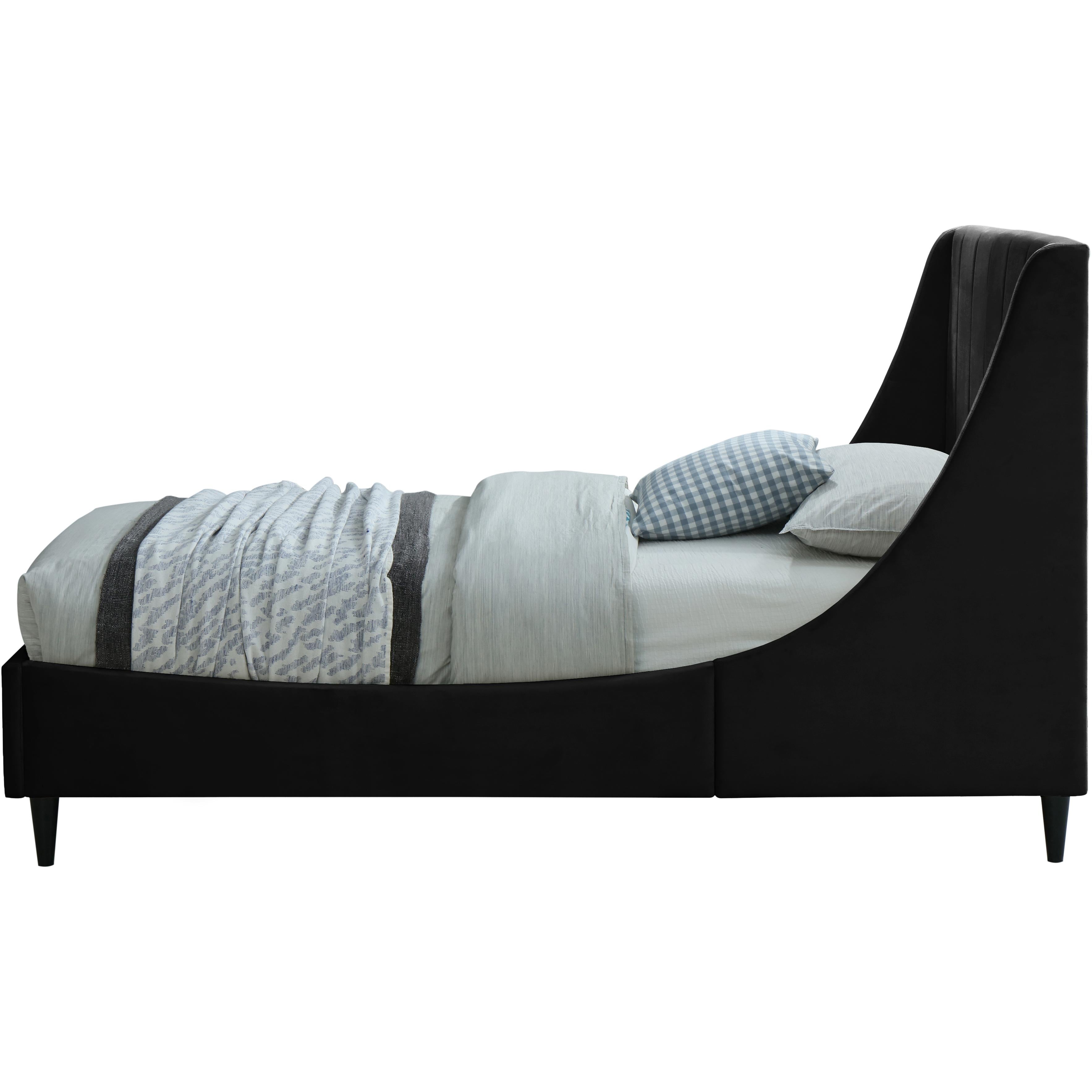 Meridian Eva Black Velvet Twin Bed