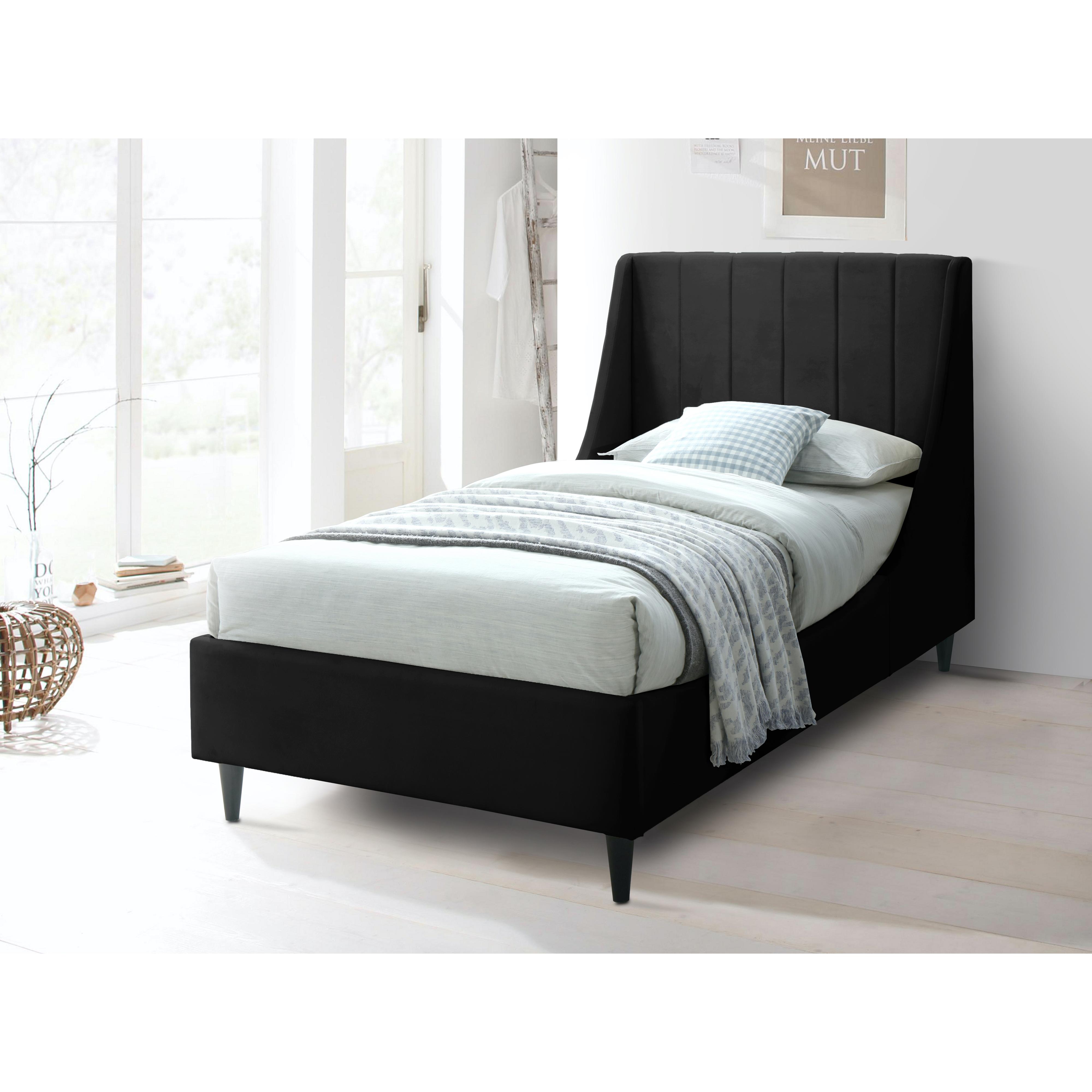 Meridian Eva Black Velvet Twin Bed
