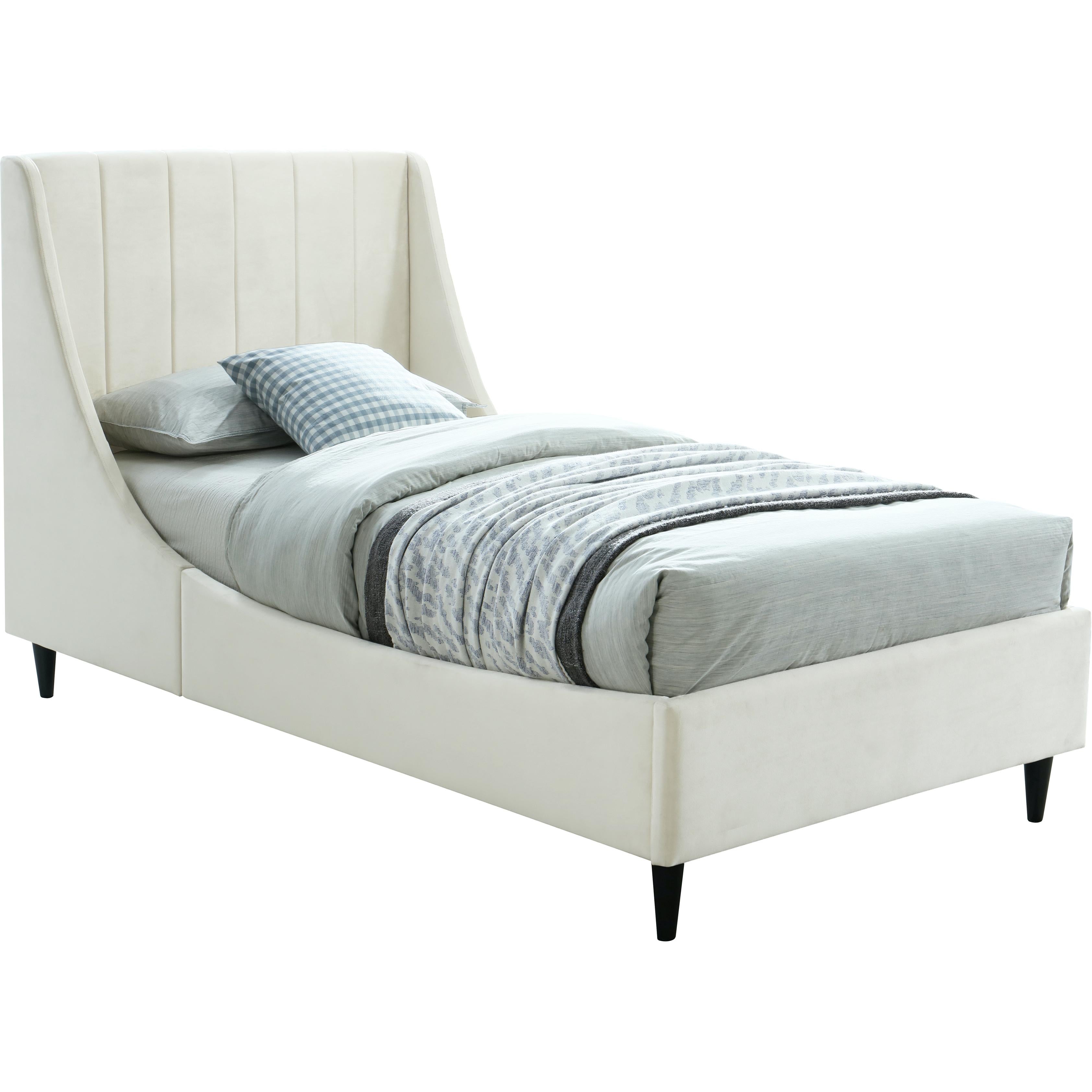 Meridian Eva Cream Velvet Twin Bed