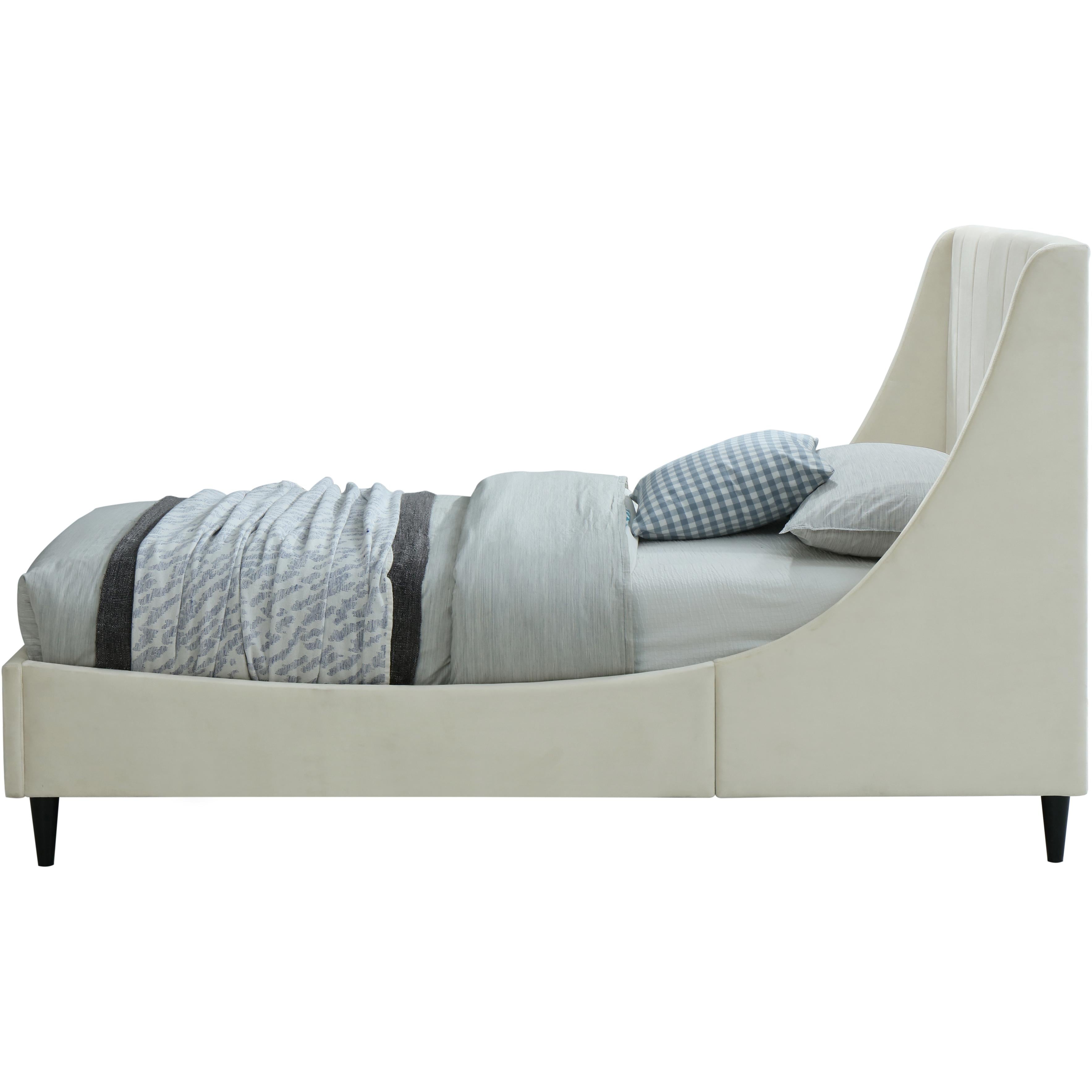 Meridian Eva Cream Velvet Twin Bed