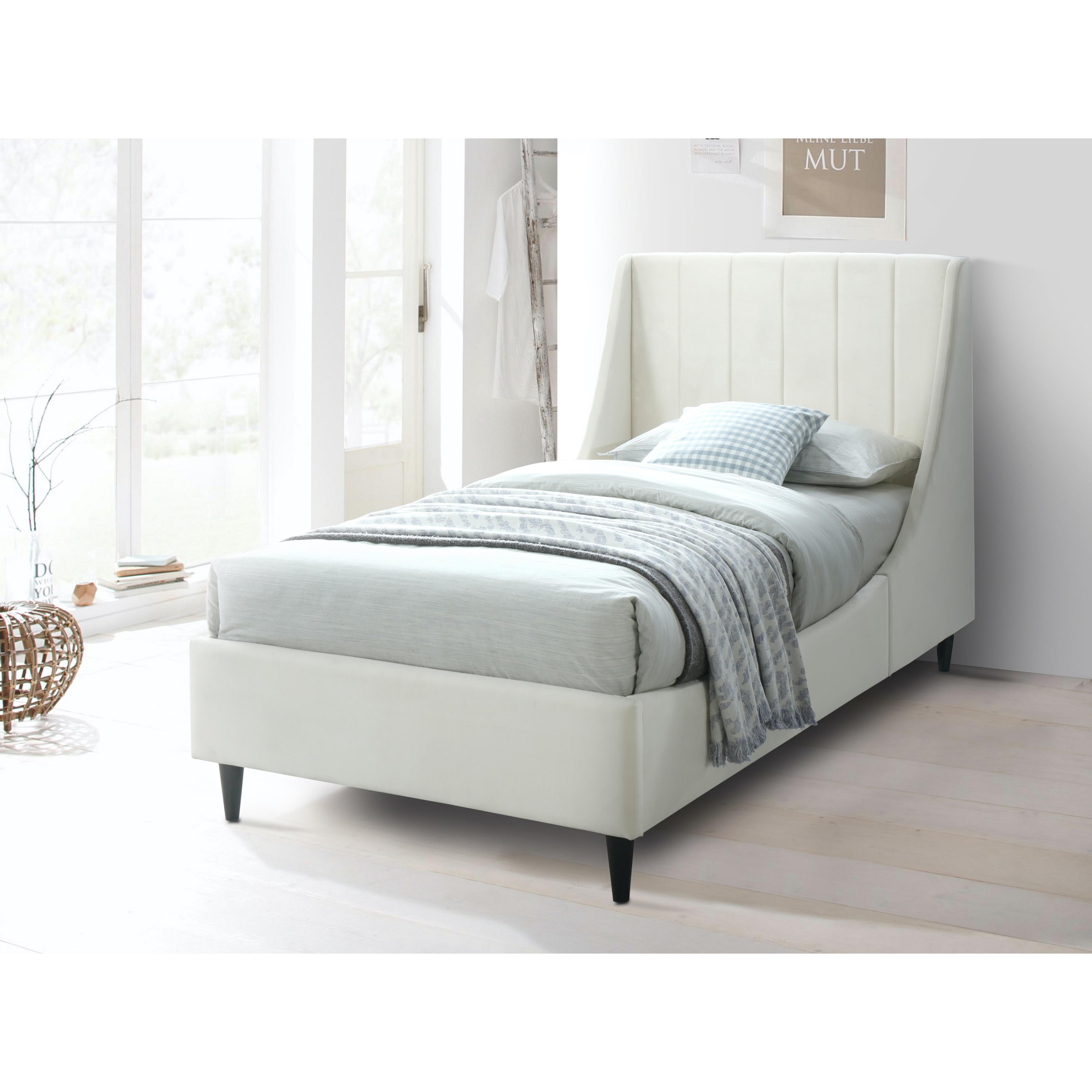 Meridian Eva Cream Velvet Twin Bed