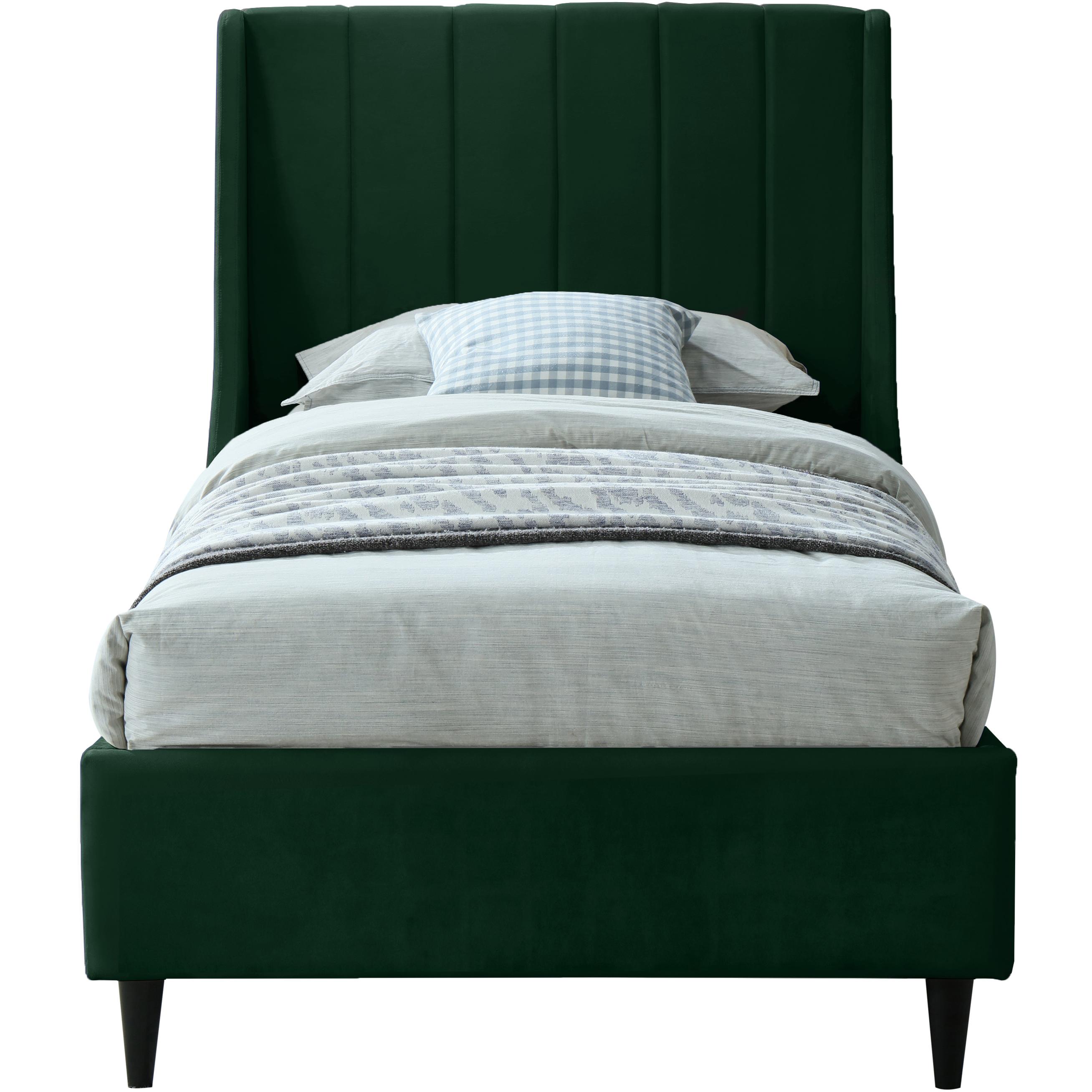 Meridian Eva Green Velvet Twin Bed