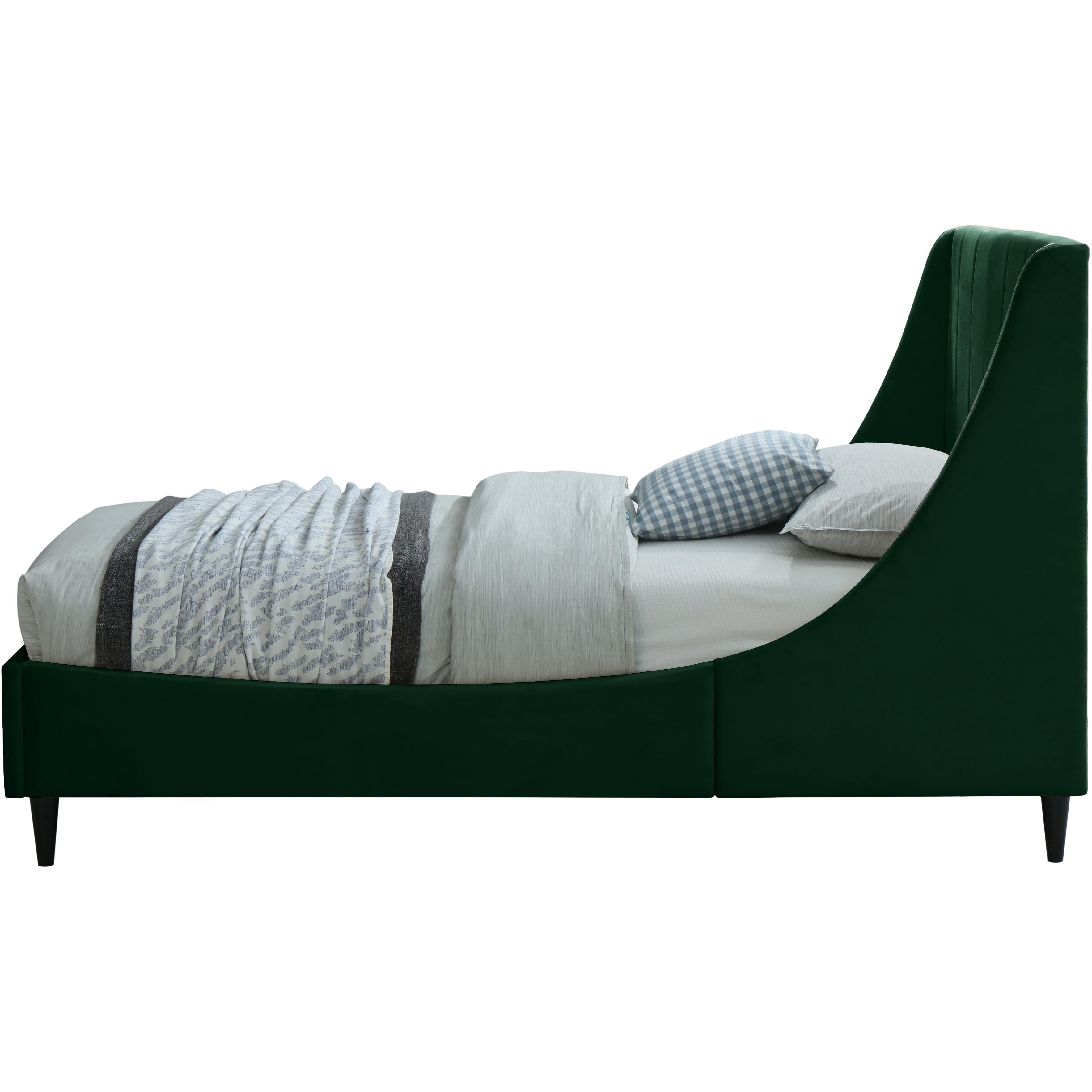 Meridian Eva Green Velvet Twin Bed
