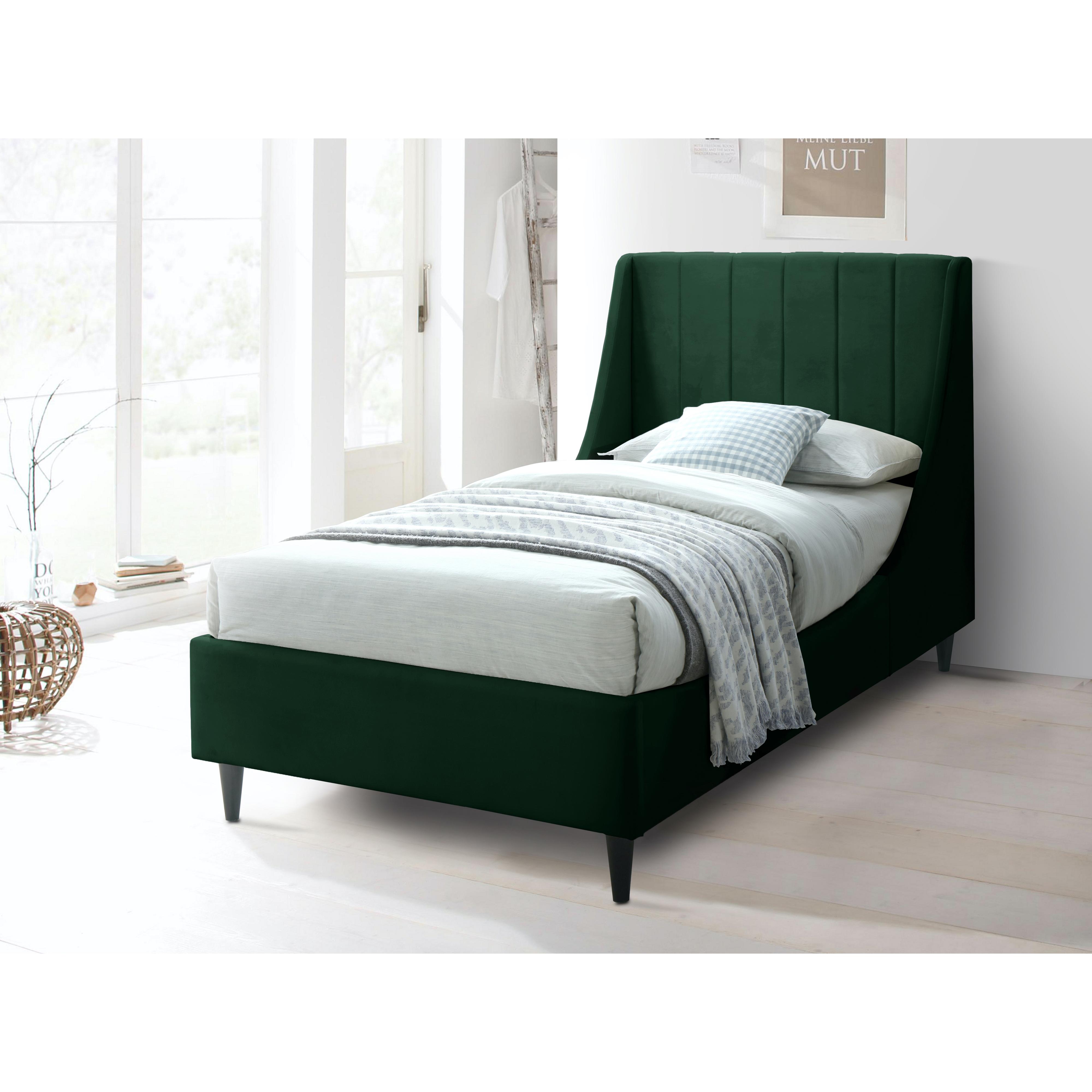 Meridian Eva Green Velvet Twin Bed