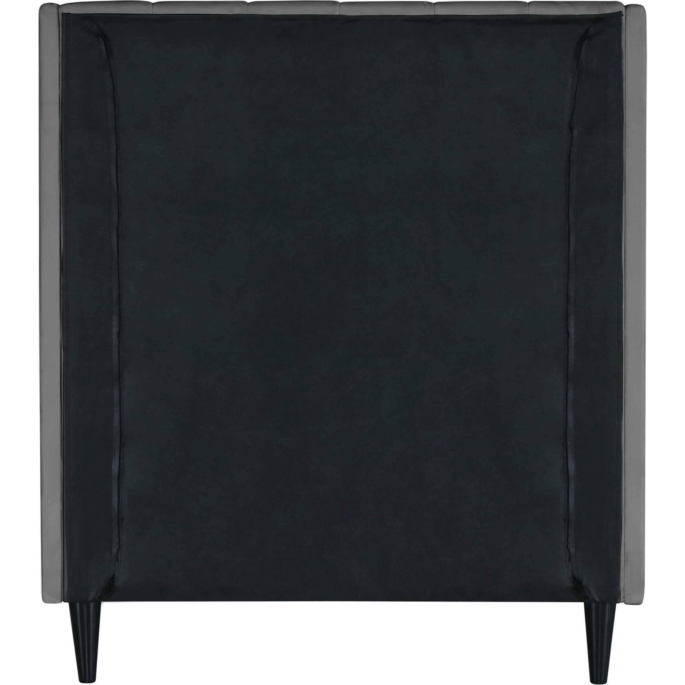 Meridian Eva Grey Velvet Twin Bed