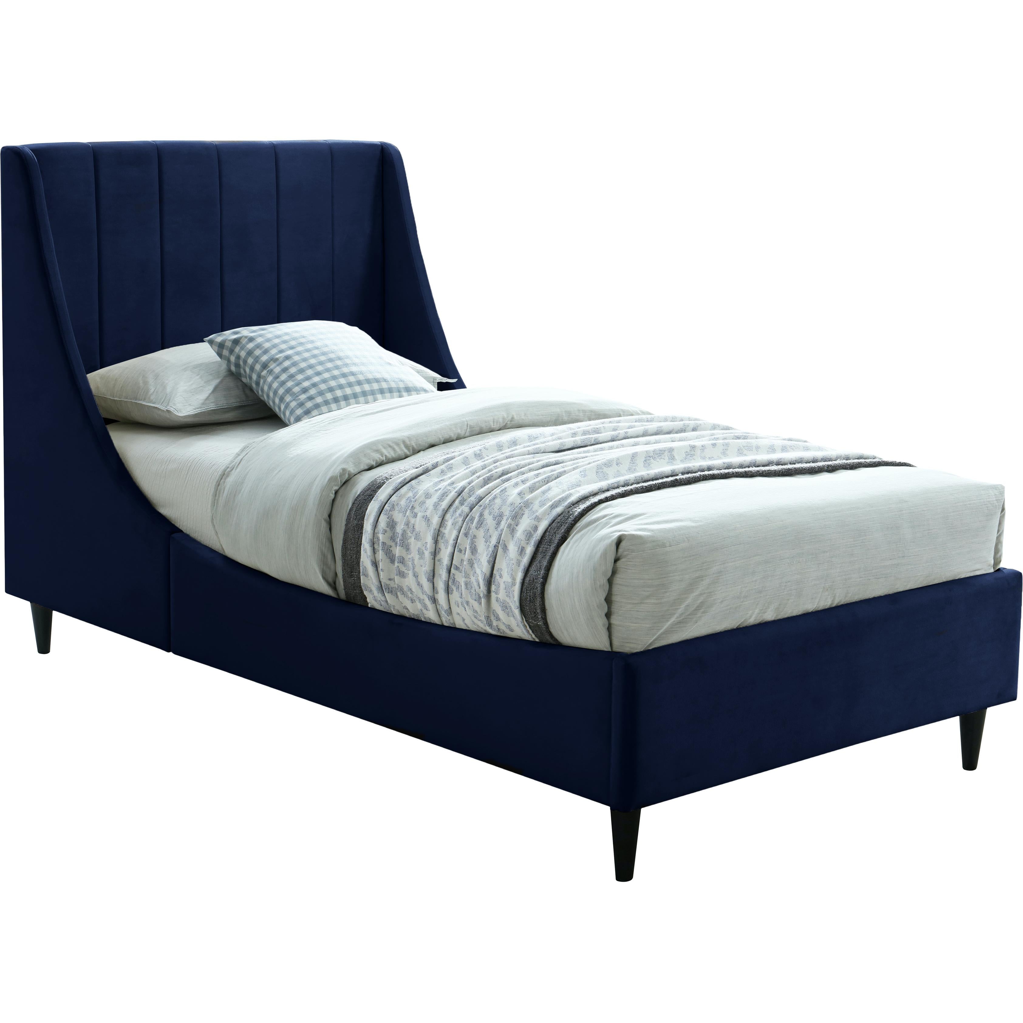 Meridian Eva Navy Velvet Twin Bed