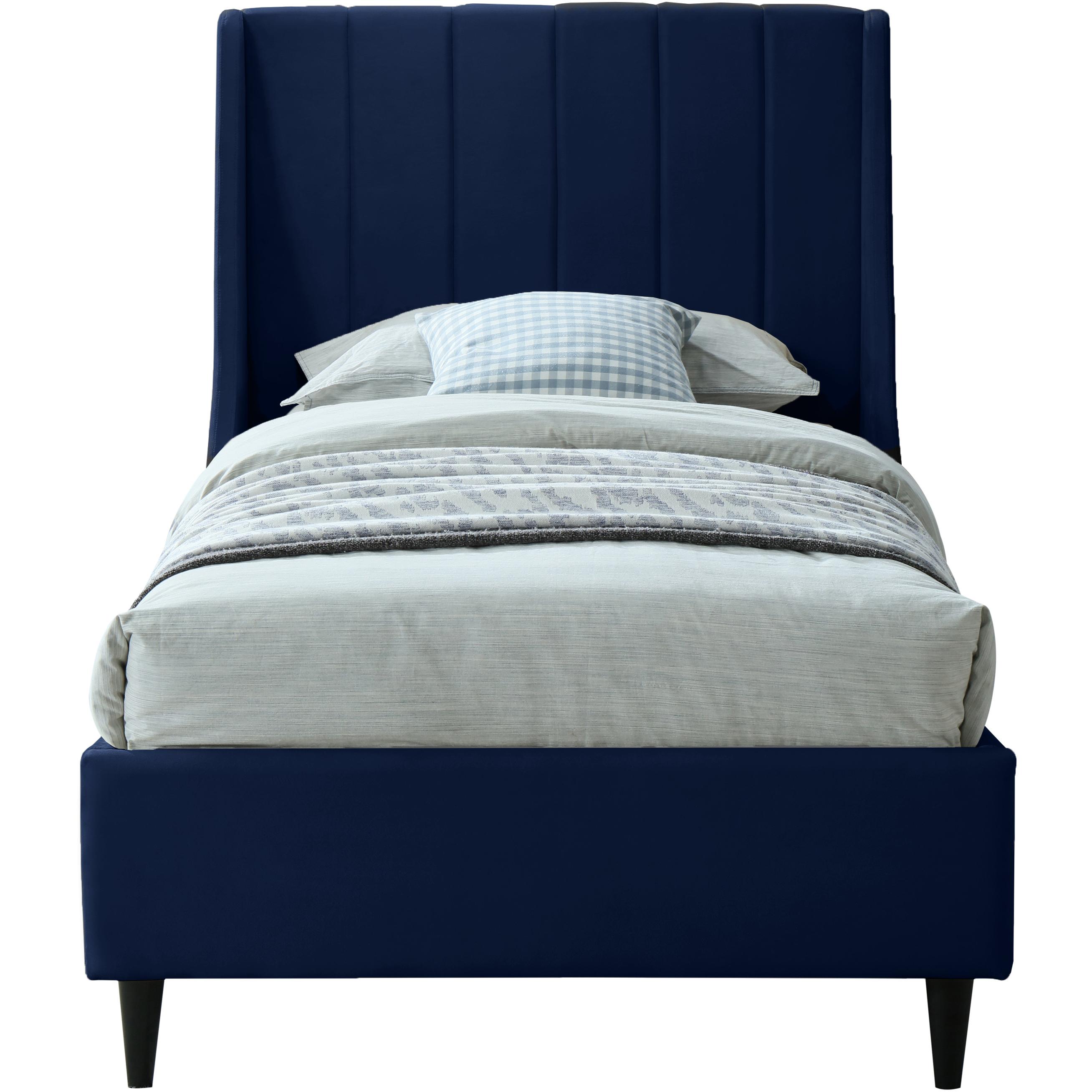 Meridian Eva Navy Velvet Twin Bed